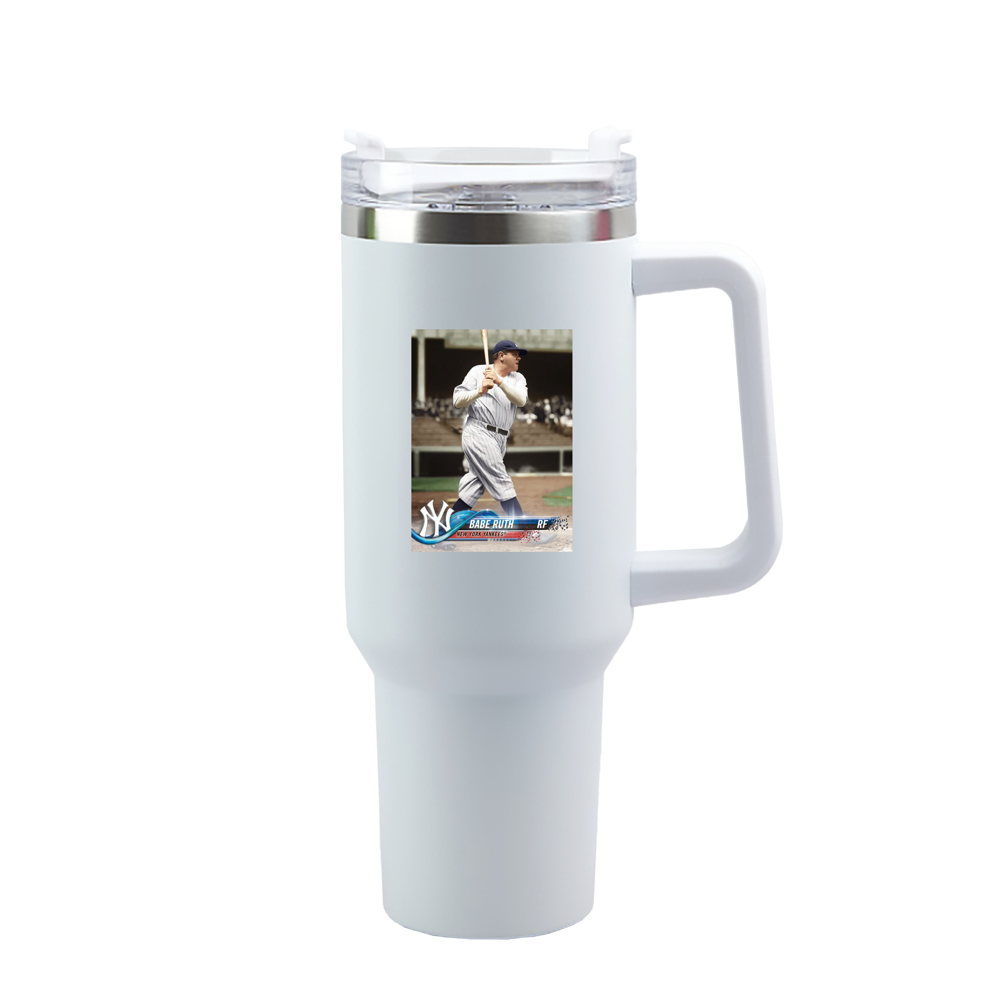Babe Ruth 16 40oz Handle Car Tumbler – Durable Stainless Steel Travel Mug With UV Print – Double Wall Insulated, Fits Most Car Cup Holders