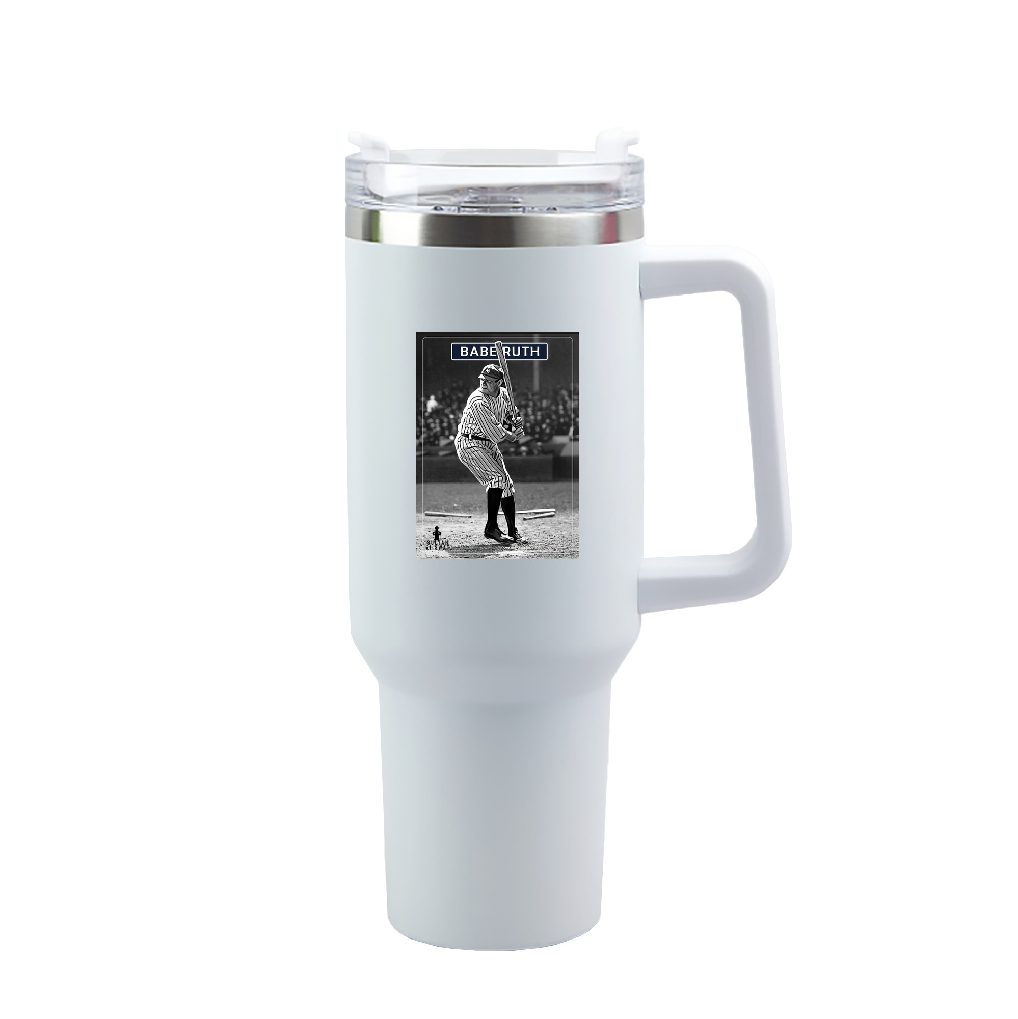 Babe Ruth 17 40oz Handle Car Tumbler – Durable Stainless Steel Travel Mug With UV Print – Double Wall Insulated, Fits Most Car Cup Holders