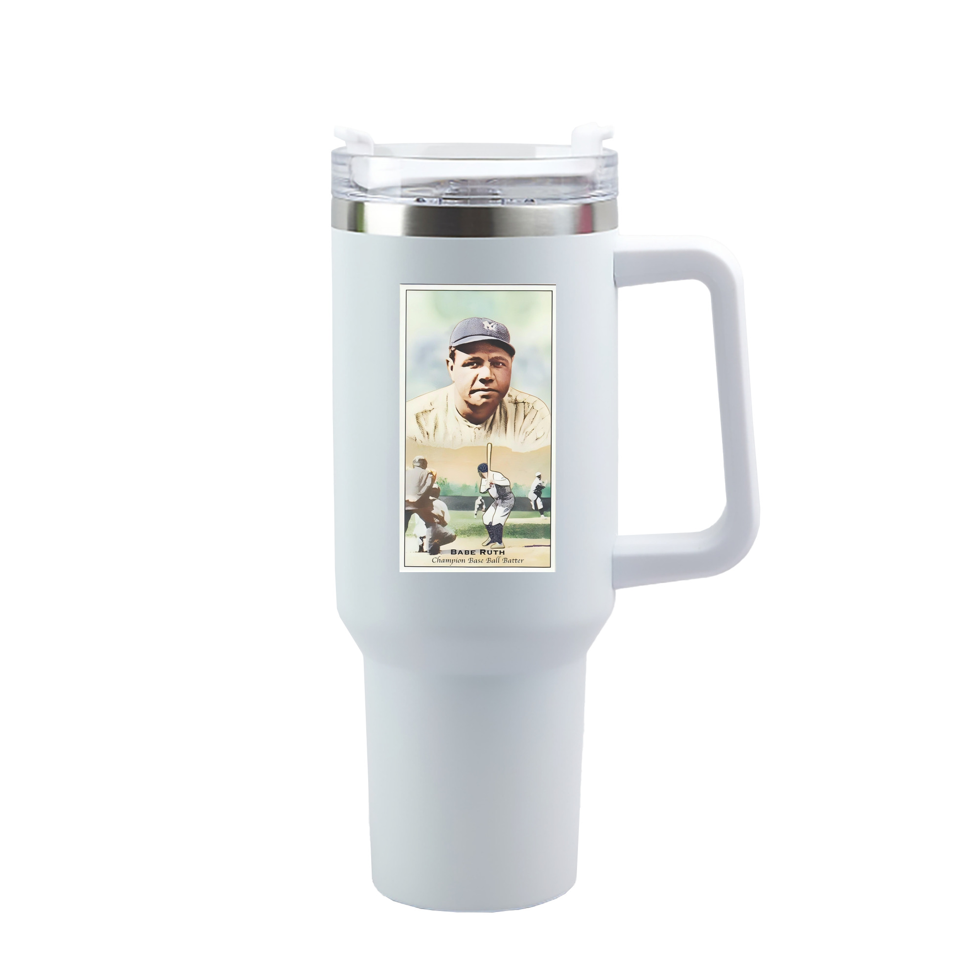 Babe Ruth 18 40oz Handle Car Tumbler – Durable Stainless Steel Travel Mug With UV Print – Double Wall Insulated, Fits Most Car Cup Holders