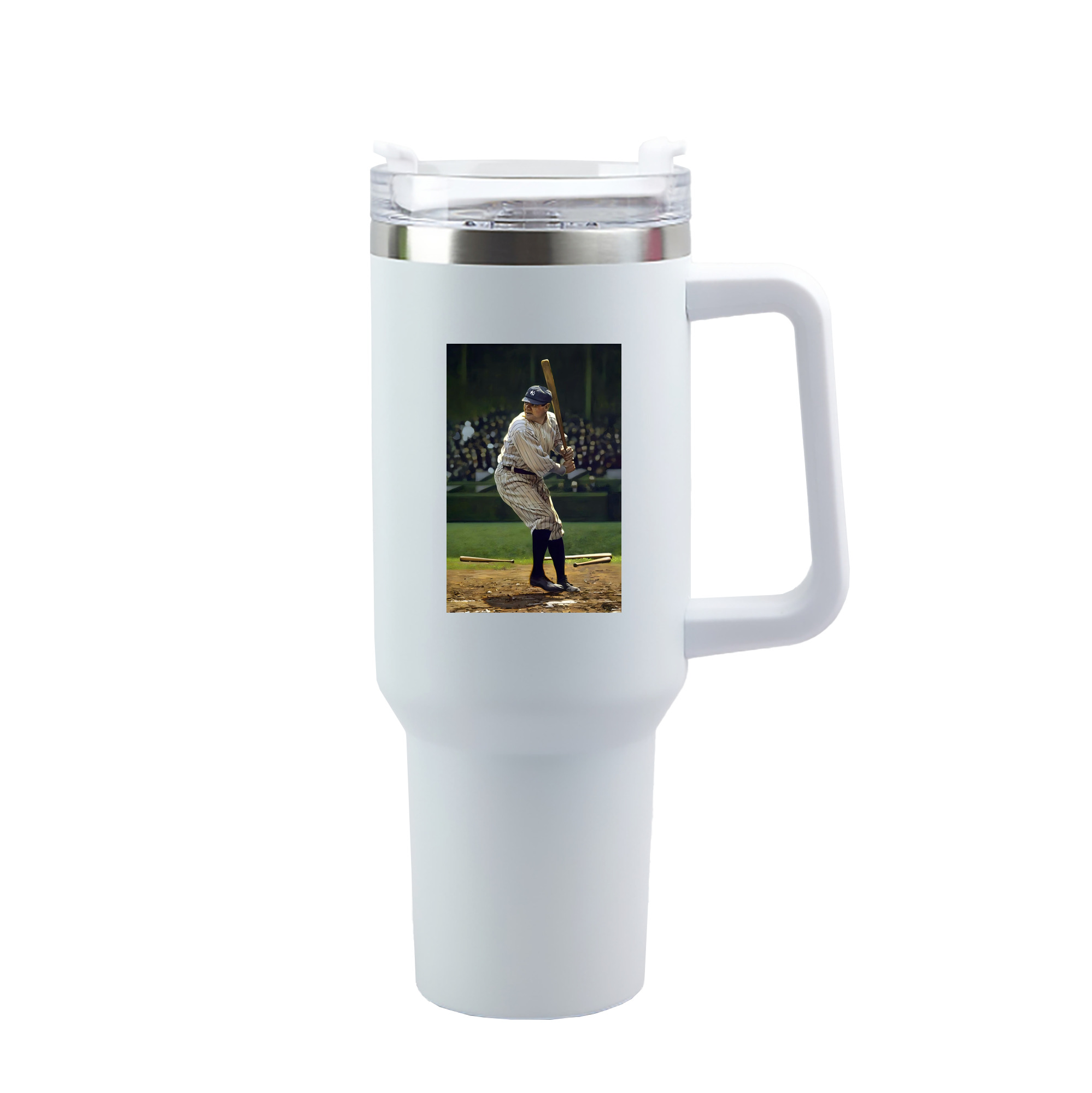 Babe Ruth 19 40oz Handle Car Tumbler – Durable Stainless Steel Travel Mug With UV Print – Double Wall Insulated, Fits Most Car Cup Holders