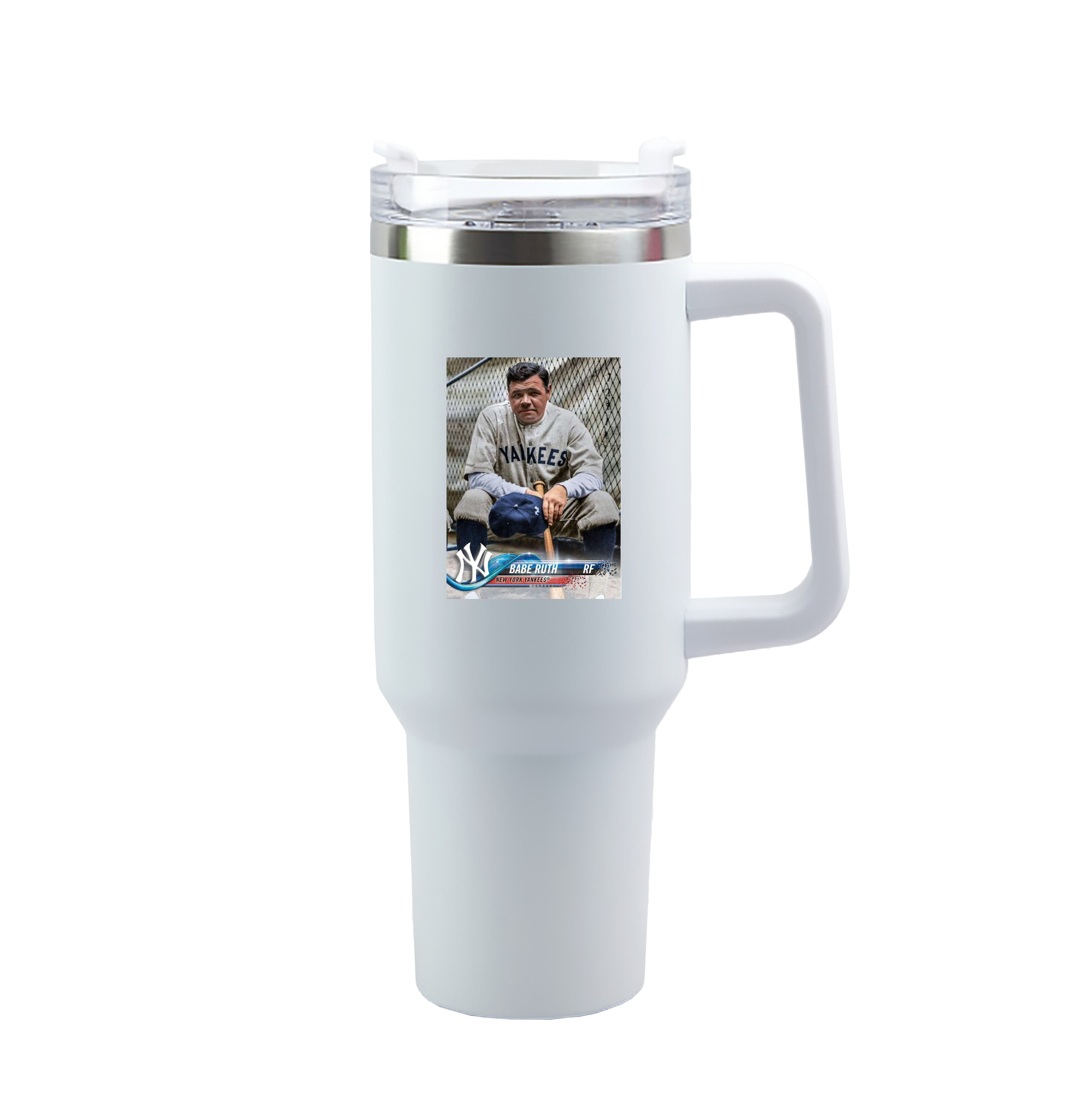 Babe Ruth 24 40oz Handle Car Tumbler – Durable Stainless Steel Travel Mug With UV Print – Double Wall Insulated, Fits Most Car Cup Holders