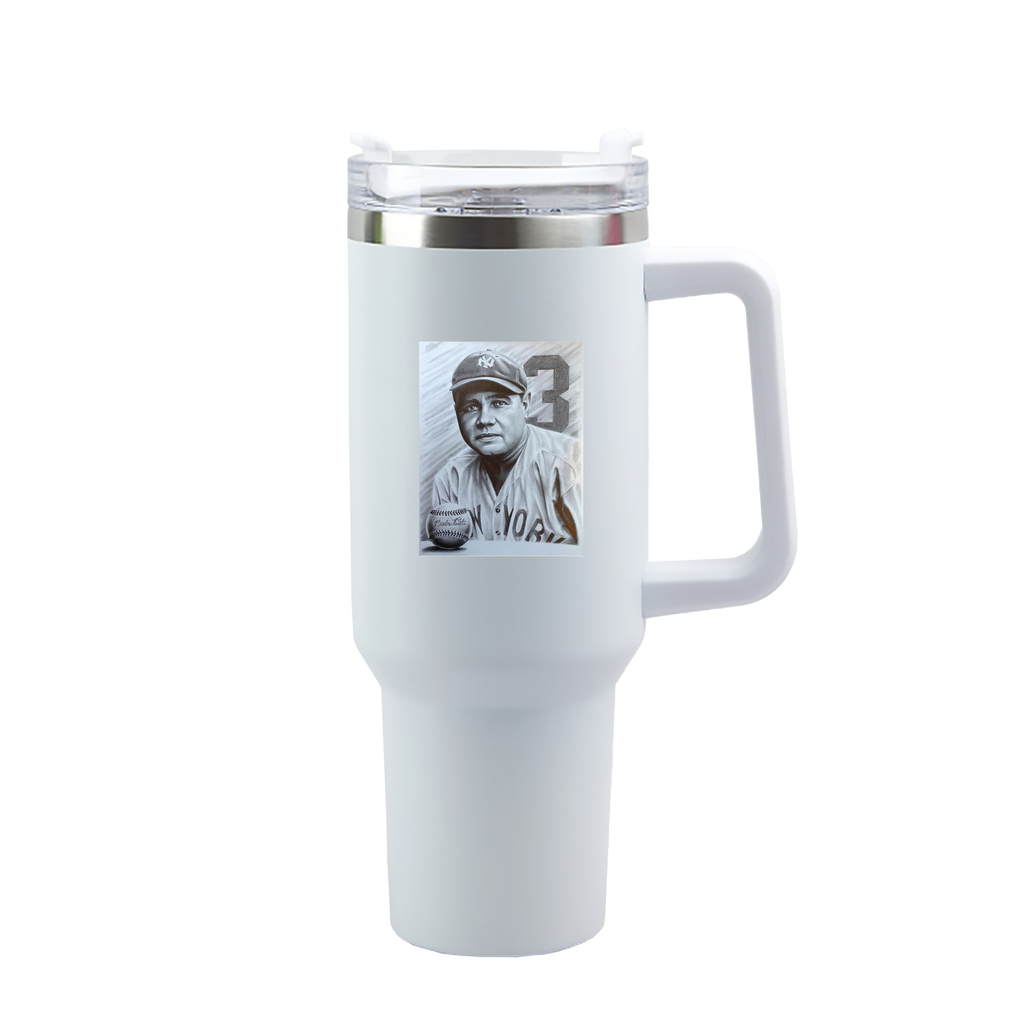 Babe Ruth 29 40oz Handle Car Tumbler – Durable Stainless Steel Travel Mug With UV Print – Double Wall Insulated, Fits Most Car Cup Holders