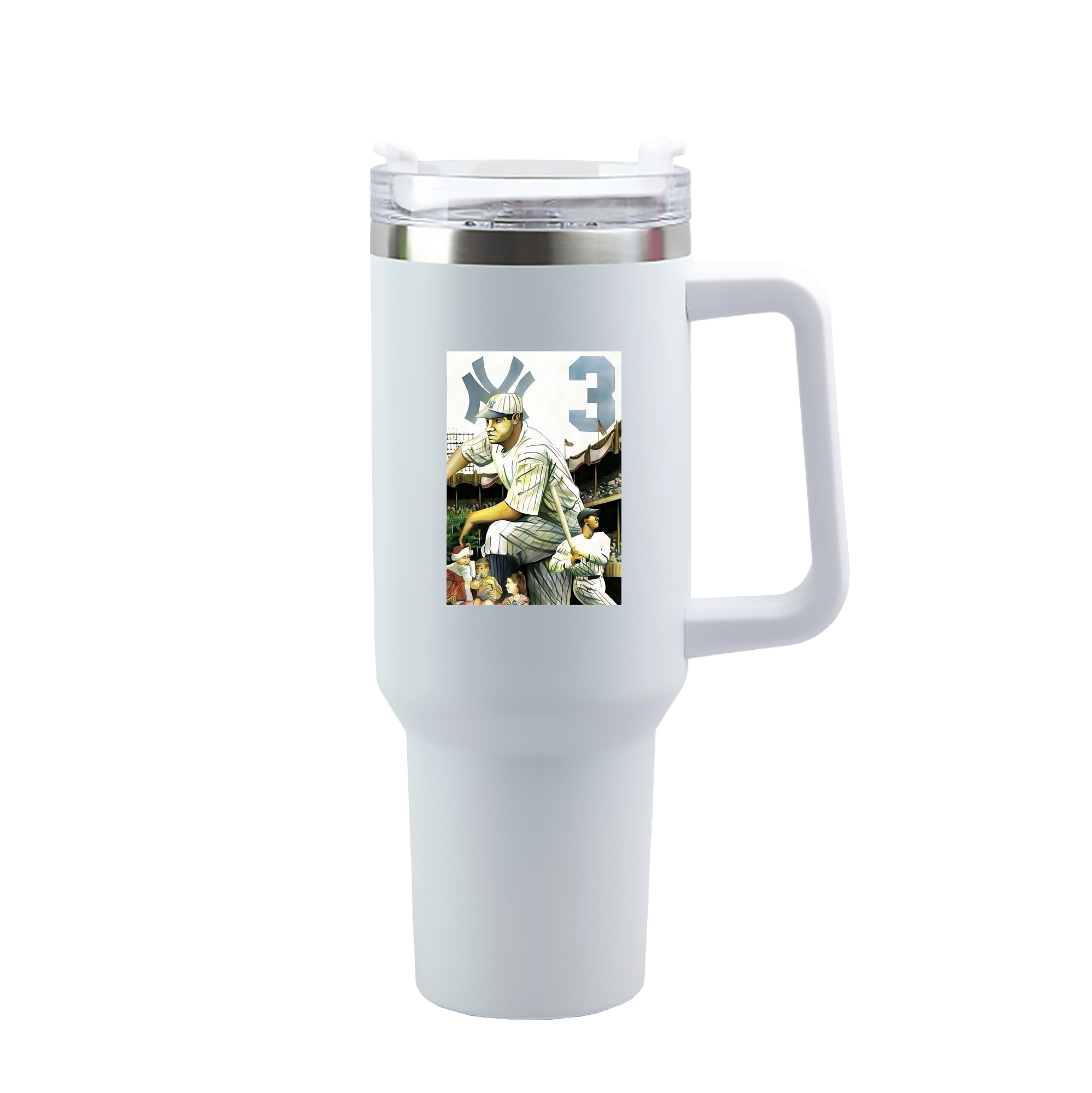 Babe Ruth 33 40oz Handle Car Tumbler – Durable Stainless Steel Travel Mug With UV Print – Double Wall Insulated, Fits Most Car Cup Holders
