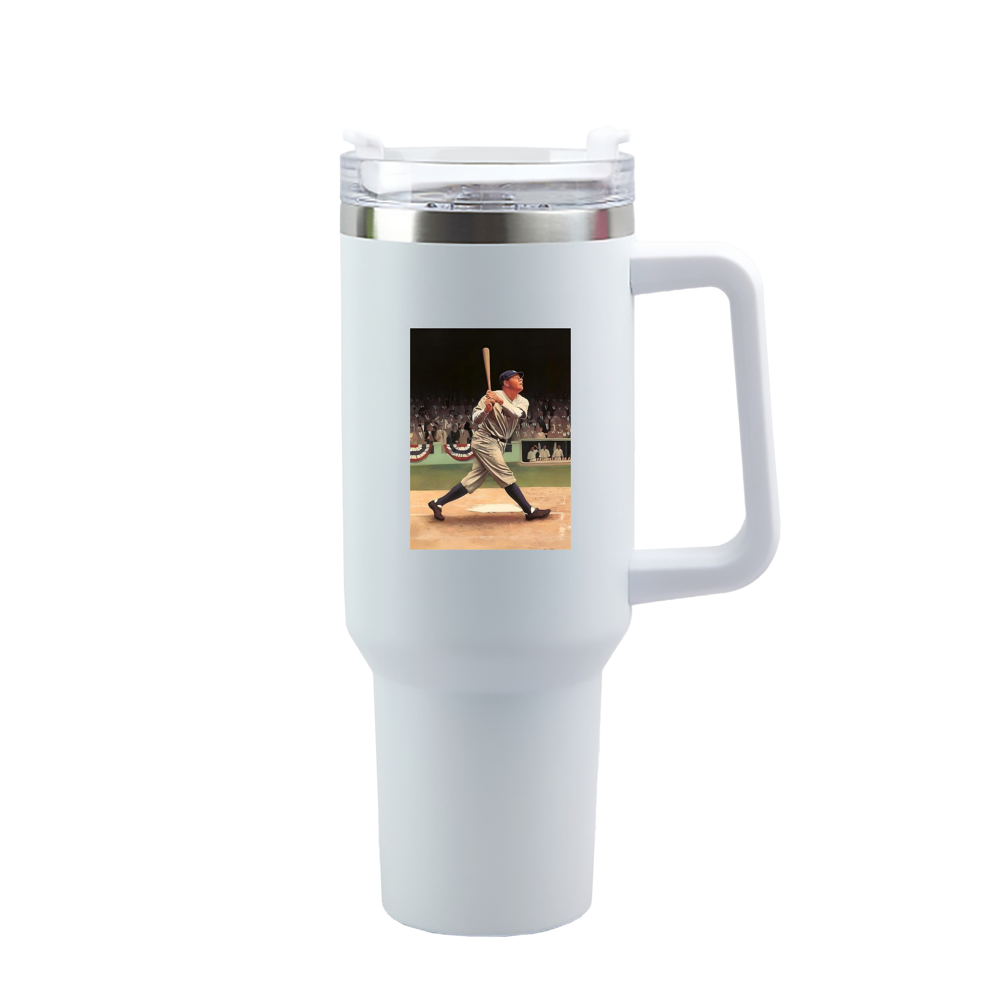 Babe Ruth 35 40oz Handle Car Tumbler – Durable Stainless Steel Travel Mug With UV Print – Double Wall Insulated, Fits Most Car Cup Holders
