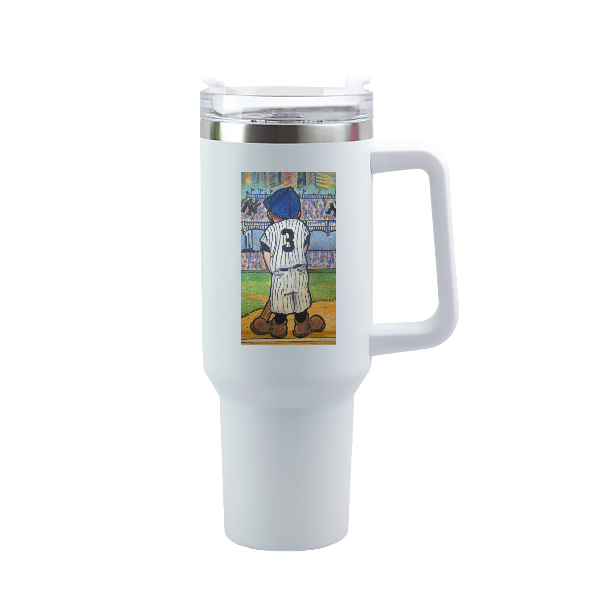 Babe Ruth 37 40oz Handle Car Tumbler – Durable Stainless Steel Travel Mug With UV Print – Double Wall Insulated, Fits Most Car Cup Holders