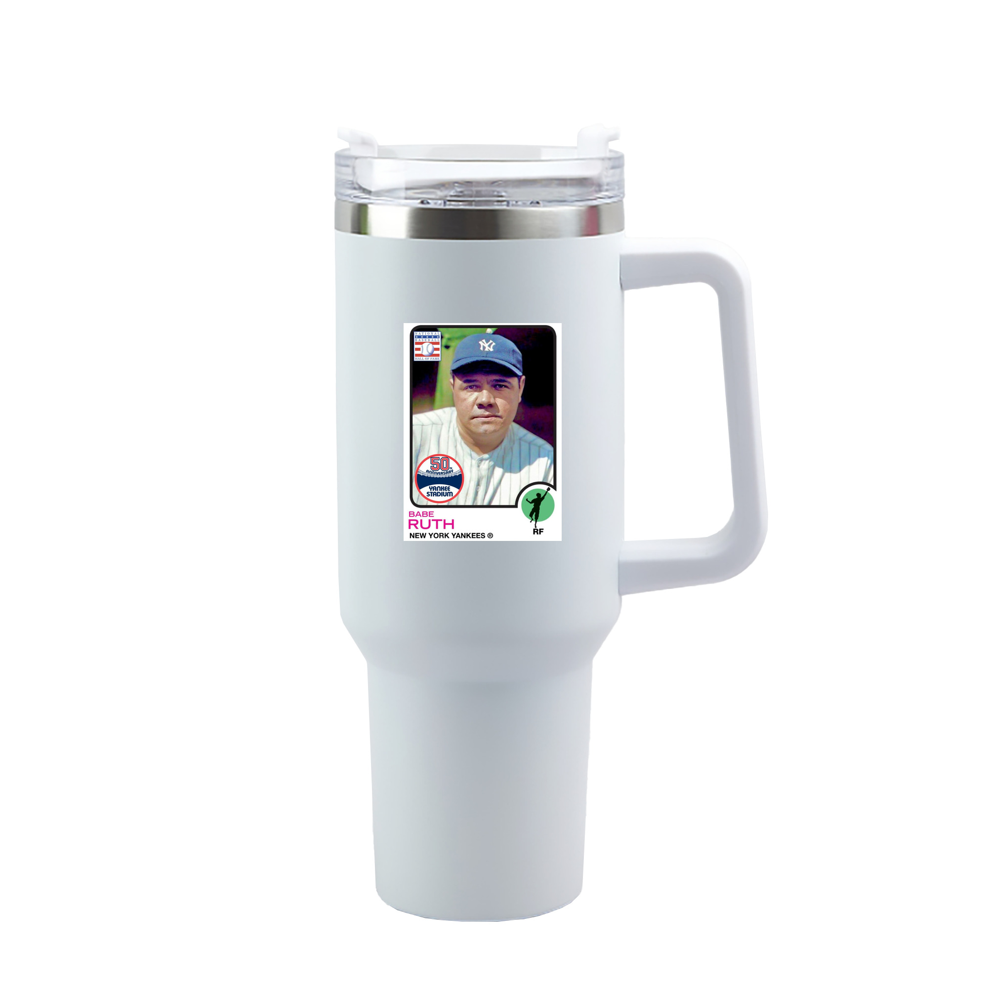 Babe Ruth 40 40oz Handle Car Tumbler – Durable Stainless Steel Travel Mug With UV Print – Double Wall Insulated, Fits Most Car Cup Holders