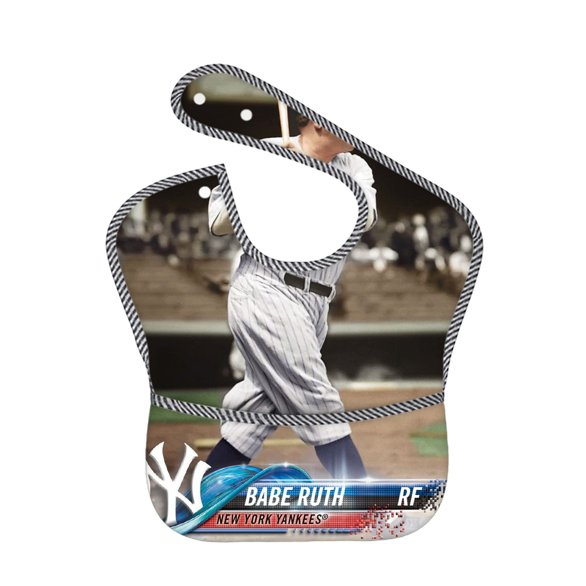 Babe Ruth 16 Adjustable Waterproof Toddler Bib – Full-Print Durable Polyester – Foldable Crumb Pocket – Easy Snap Closure – Soft