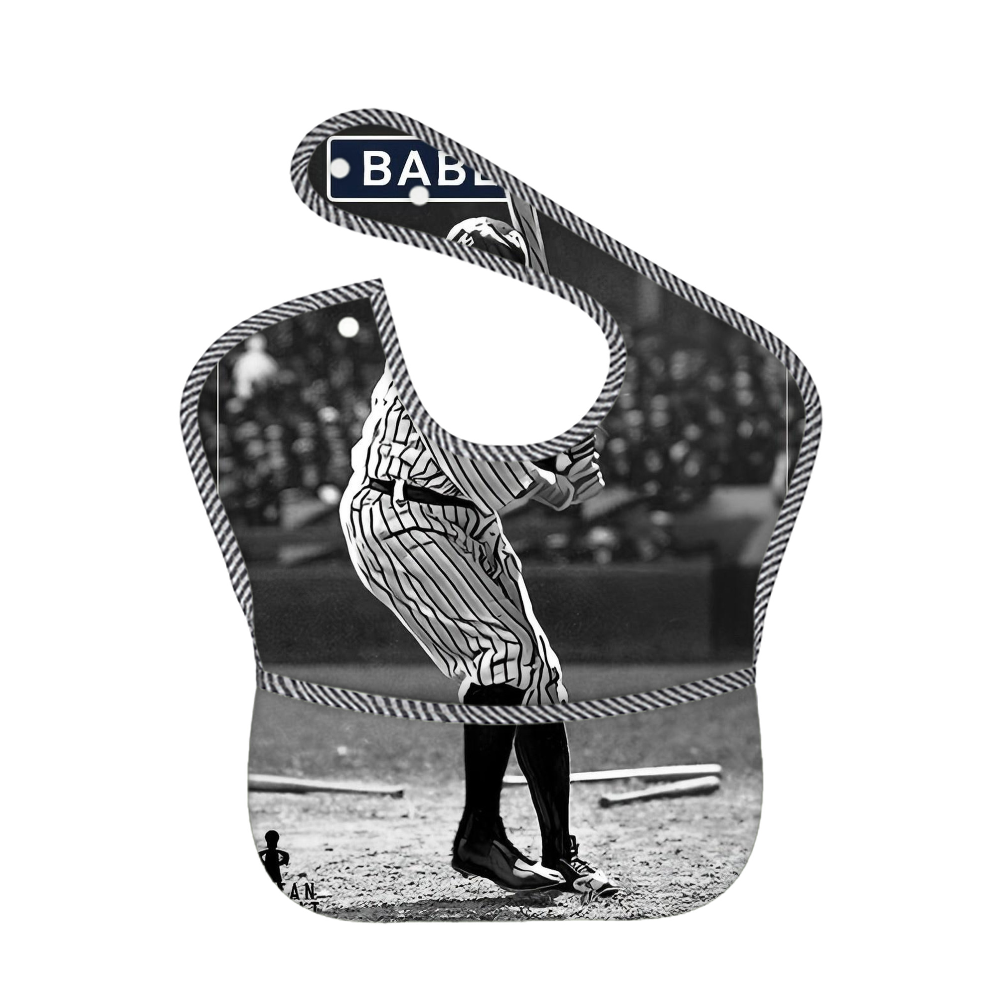 Babe Ruth 17 Adjustable Waterproof Toddler Bib – Full-Print Durable Polyester – Foldable Crumb Pocket – Easy Snap Closure – Soft