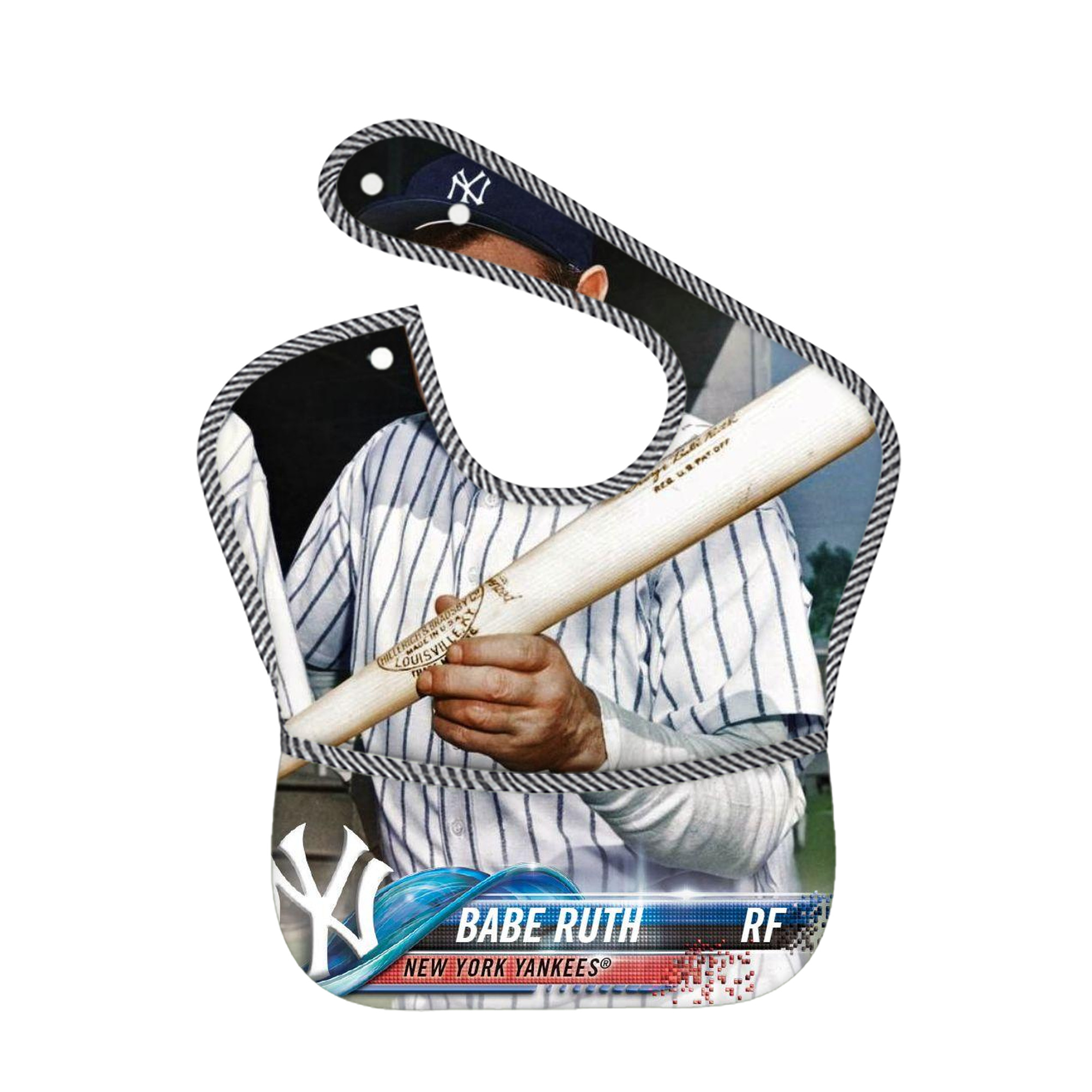 Babe Ruth 20 Adjustable Waterproof Toddler Bib – Full-Print Durable Polyester – Foldable Crumb Pocket – Easy Snap Closure – Soft