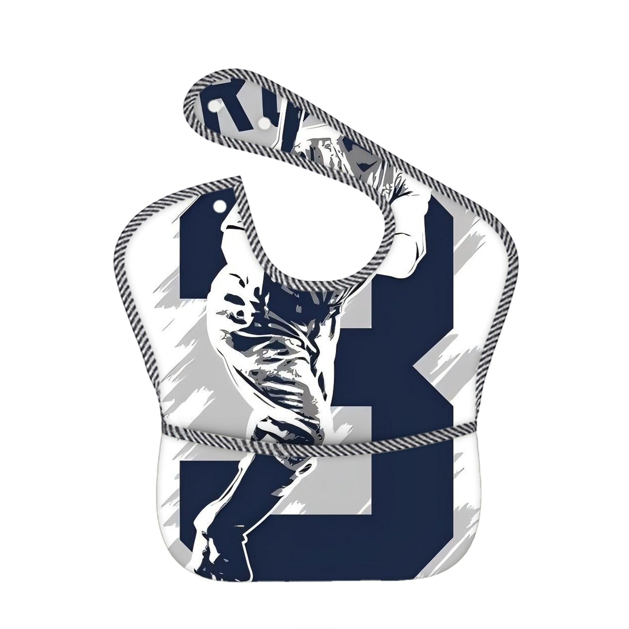 Babe Ruth 27 Adjustable Waterproof Toddler Bib – Full-Print Durable Polyester – Foldable Crumb Pocket – Easy Snap Closure – Soft