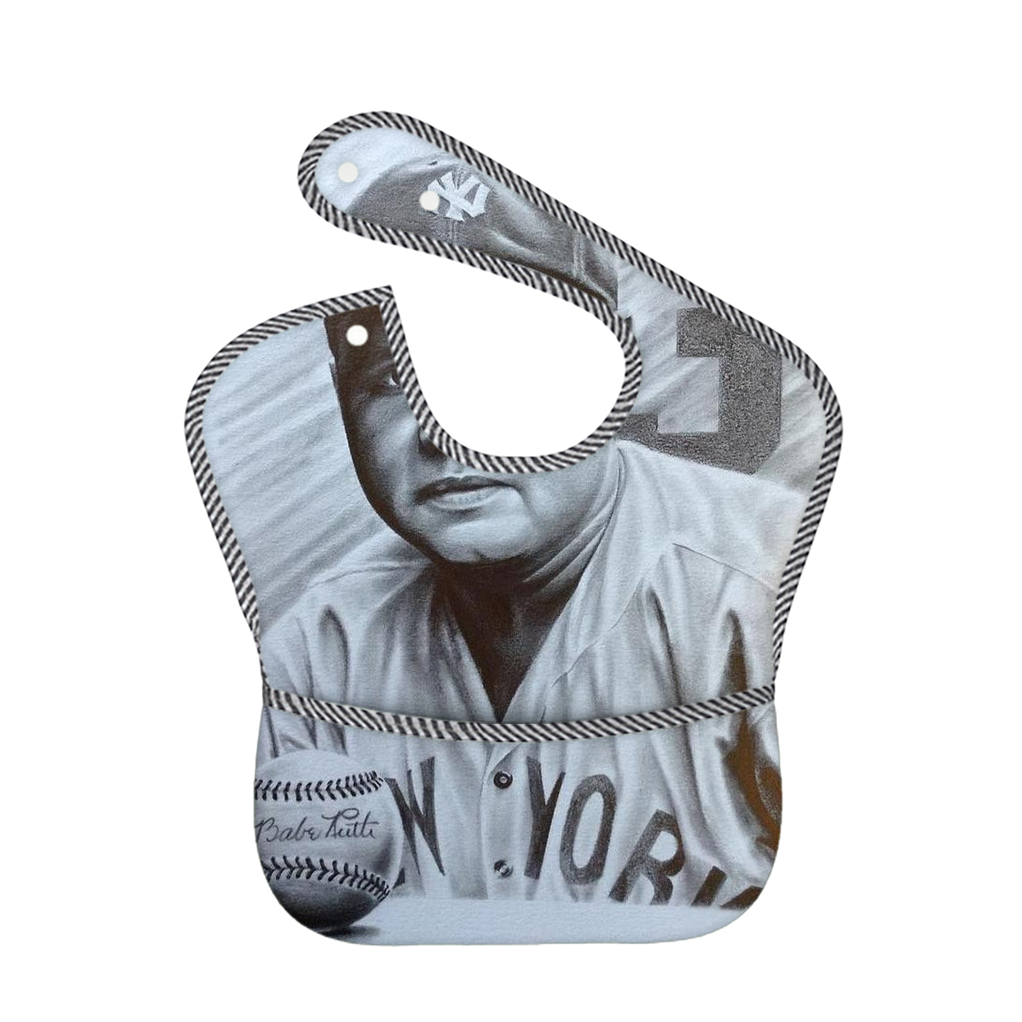 Babe Ruth 29 Adjustable Waterproof Toddler Bib – Full-Print Durable Polyester – Foldable Crumb Pocket – Easy Snap Closure – Soft