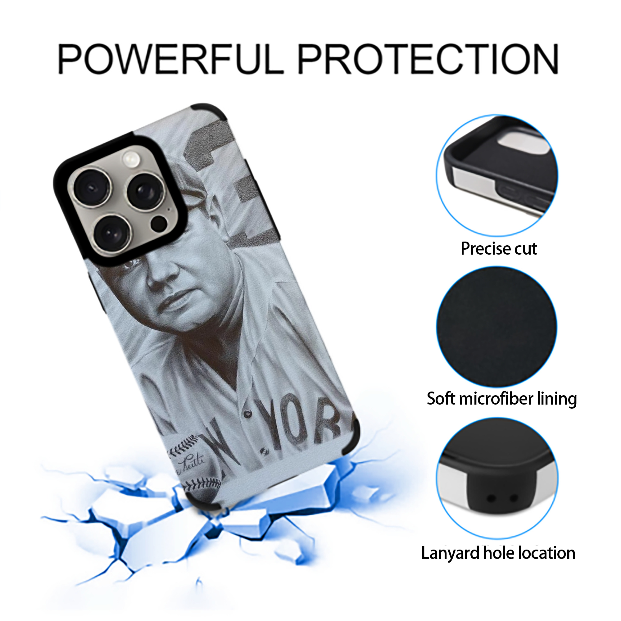 Babe Ruth 29 IPhone 15 Pro Max PU Leather Case – Soft Lining, 360° Protection – Precise Fit, 3D Buttons, Easy Charging – Anti-Yellowing, Easy To Clean