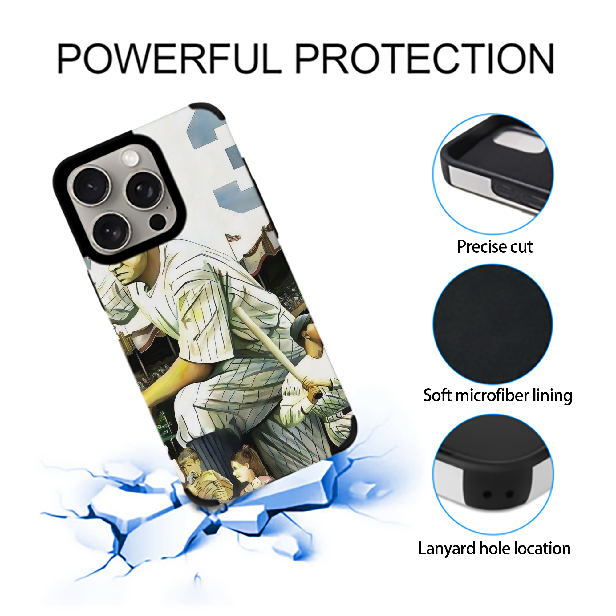 Babe Ruth 33 IPhone 15 Pro Max PU Leather Case – Soft Lining, 360° Protection – Precise Fit, 3D Buttons, Easy Charging – Anti-Yellowing, Easy To Clean