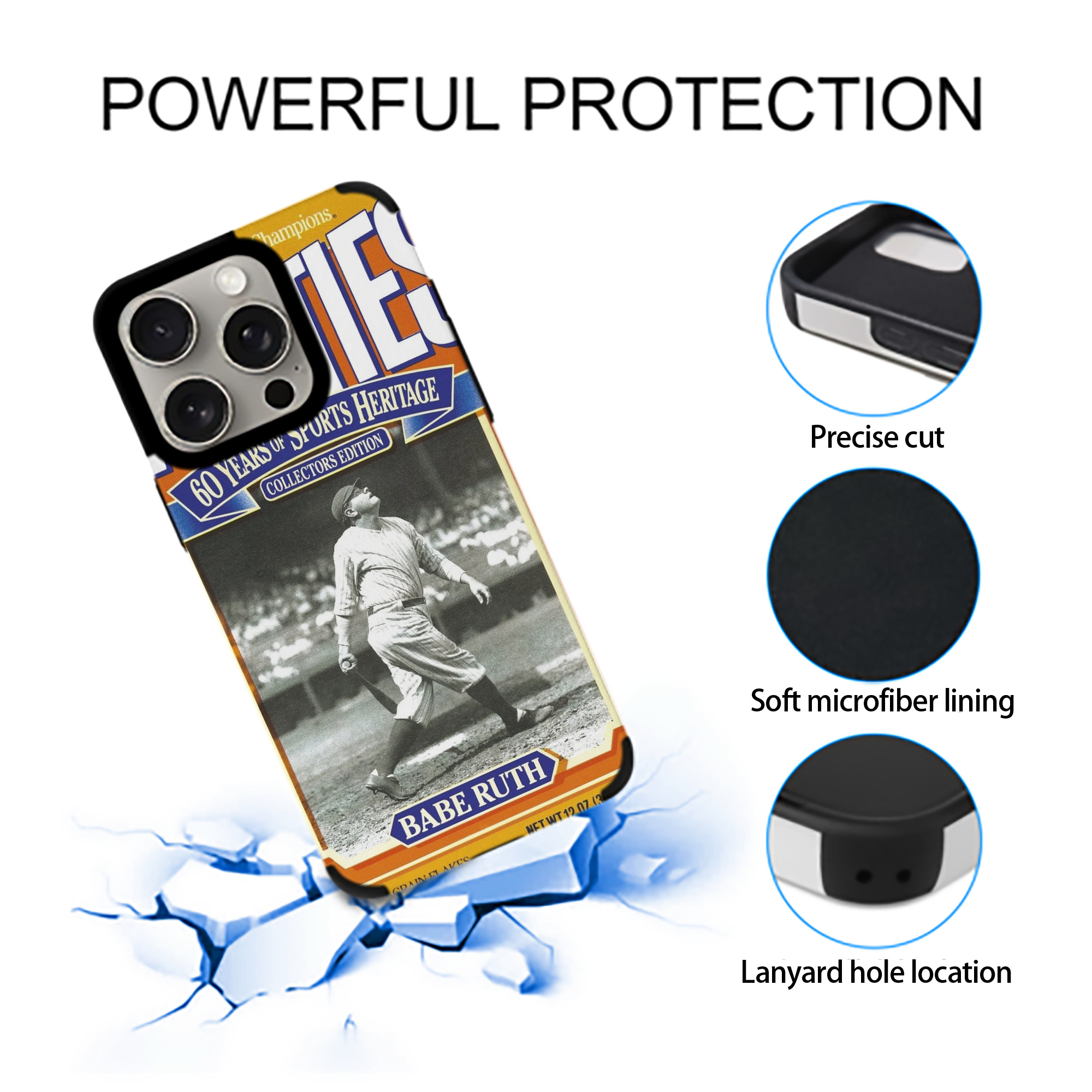 Babe Ruth 41 IPhone 15 Pro Max PU Leather Case – Soft Lining, 360° Protection – Precise Fit, 3D Buttons, Easy Charging – Anti-Yellowing, Easy To Clean