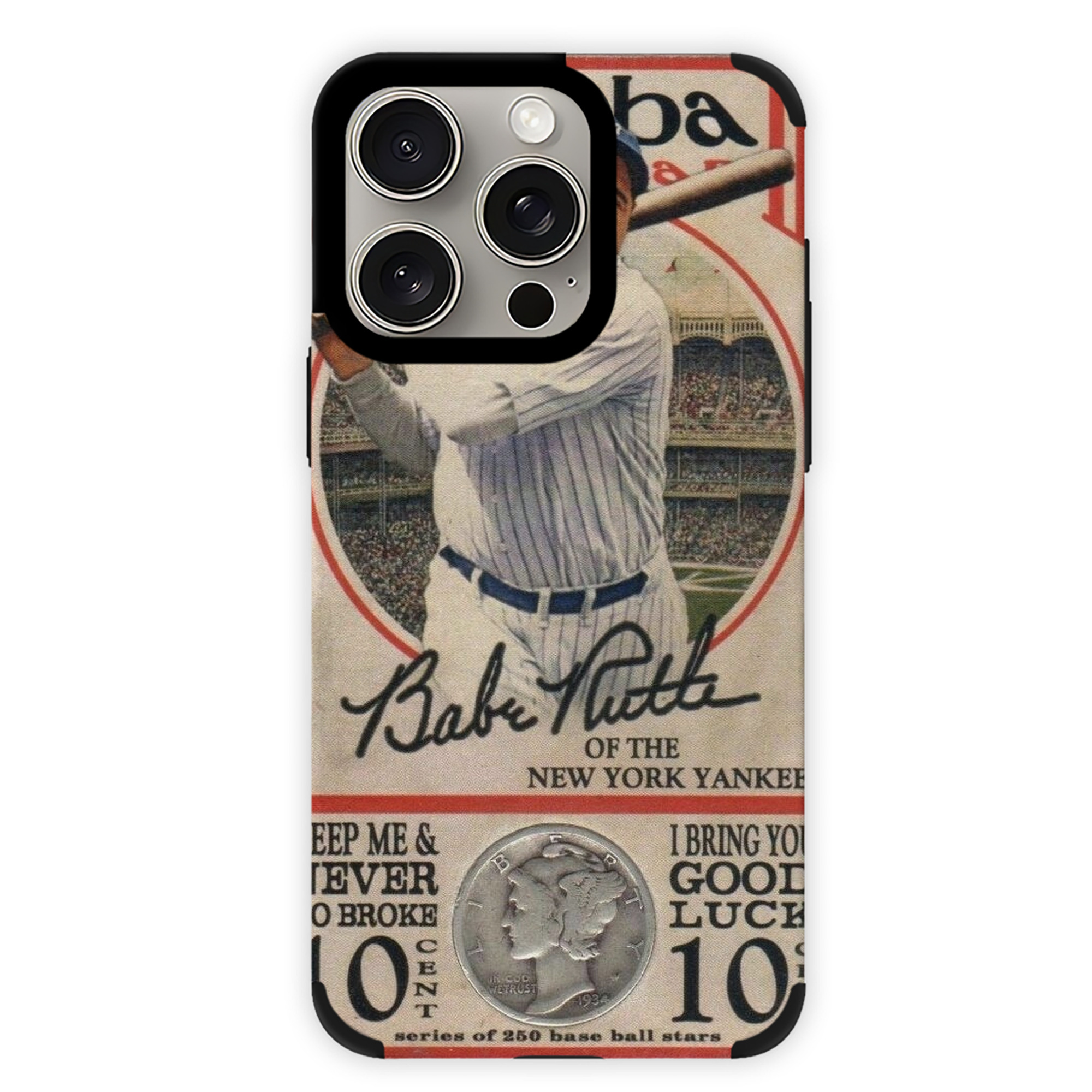 Babe Ruth 15 IPhone 15 Pro Max PU Leather Case – Soft Lining, 360° Protection – Precise Fit, 3D Buttons, Easy Charging – Anti-Yellowing, Easy To Clean