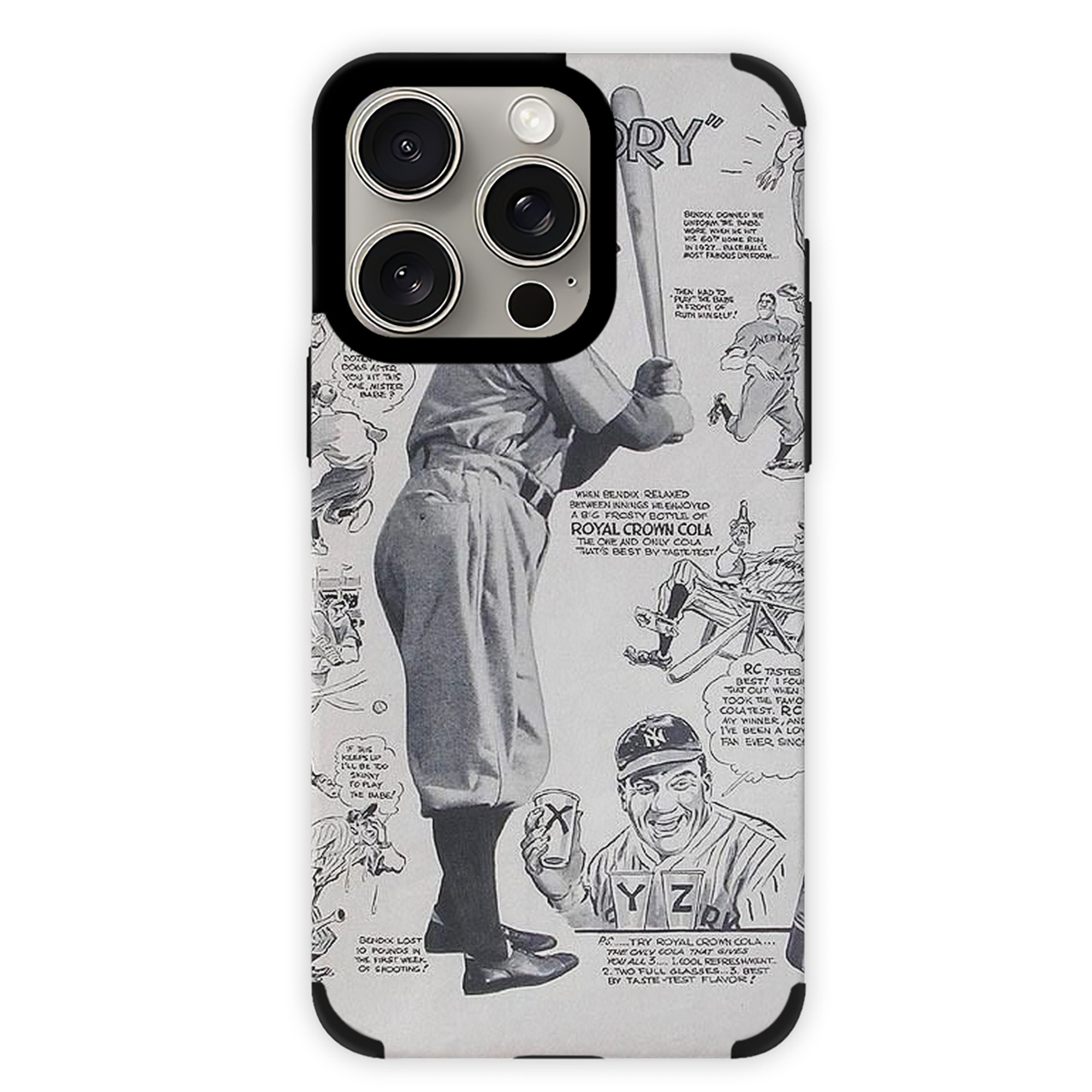 Babe Ruth 36 IPhone 15 Pro Max PU Leather Case – Soft Lining, 360° Protection – Precise Fit, 3D Buttons, Easy Charging – Anti-Yellowing, Easy To Clean
