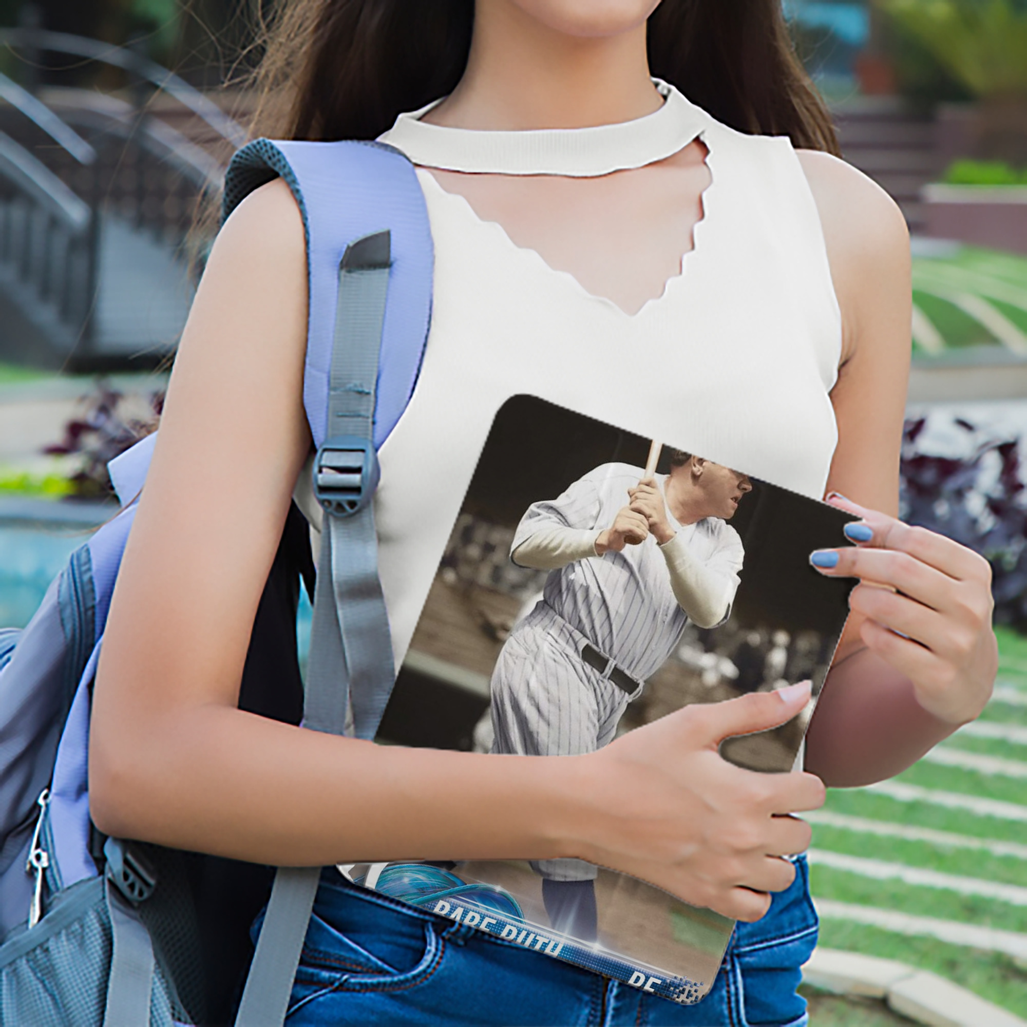 Babe Ruth 16 Premium Tri-Fold PU Leather & Silicone IPad Case With Pencil Slot – Fits 9.5,10.5,10.9 – Adjustable Stand, Slim, Protective