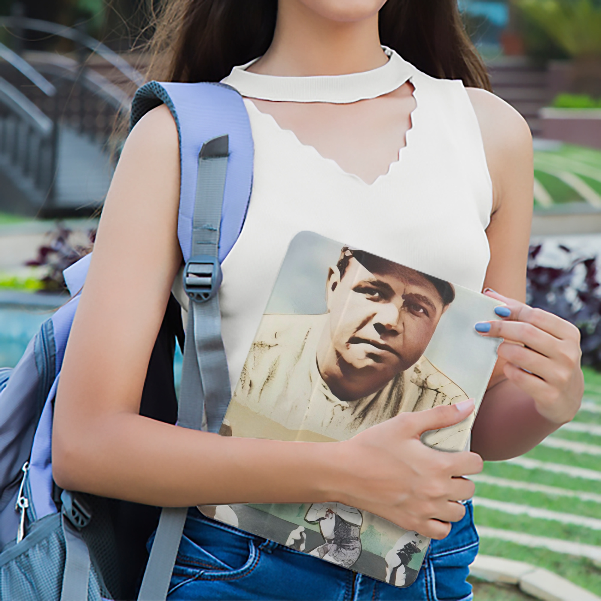 Babe Ruth 18 Premium Tri-Fold PU Leather & Silicone IPad Case With Pencil Slot – Fits 9.5,10.5,10.9 – Adjustable Stand, Slim, Protective