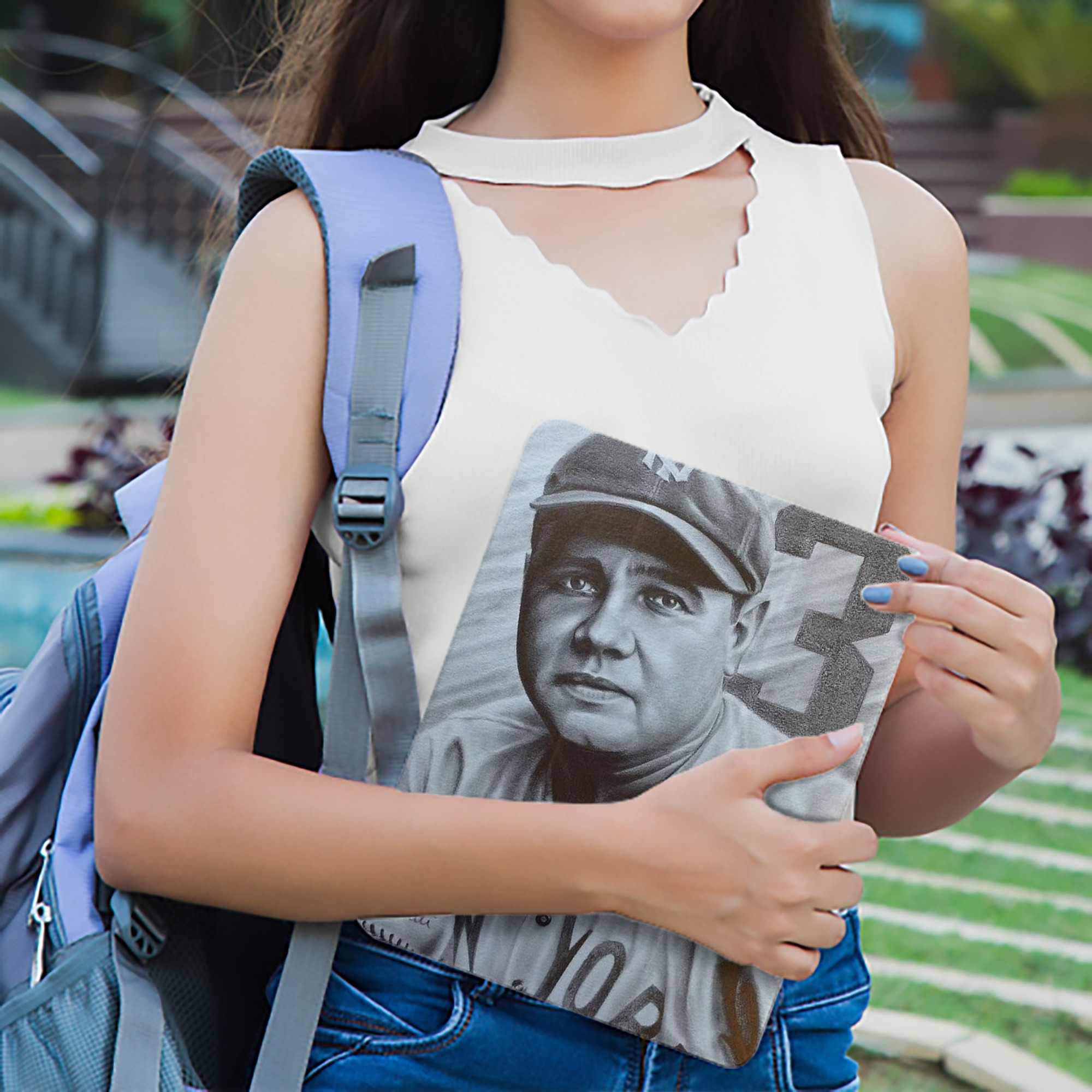 Babe Ruth 29 Premium Tri-Fold PU Leather & Silicone IPad Case With Pencil Slot – Fits 9.5,10.5,10.9 – Adjustable Stand, Slim, Protective