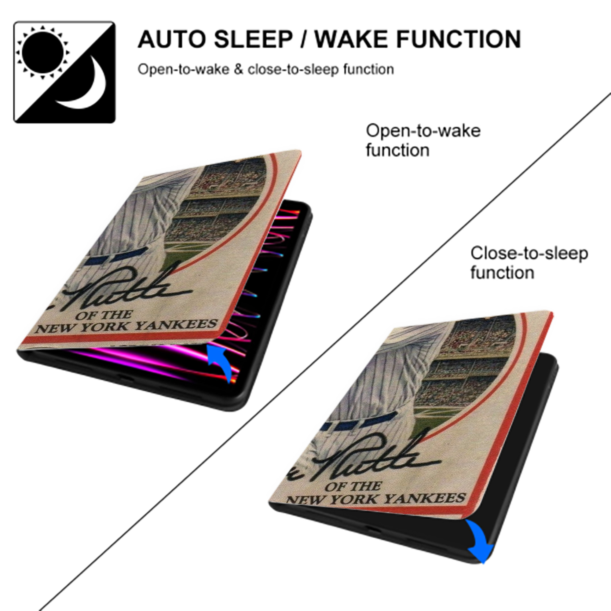 Babe Ruth 15 IPad Book-Style Case With Pencil Slot – Slim PU & TPU Cover – Full Protection, Precise Fit, Water & Scratch Resistant