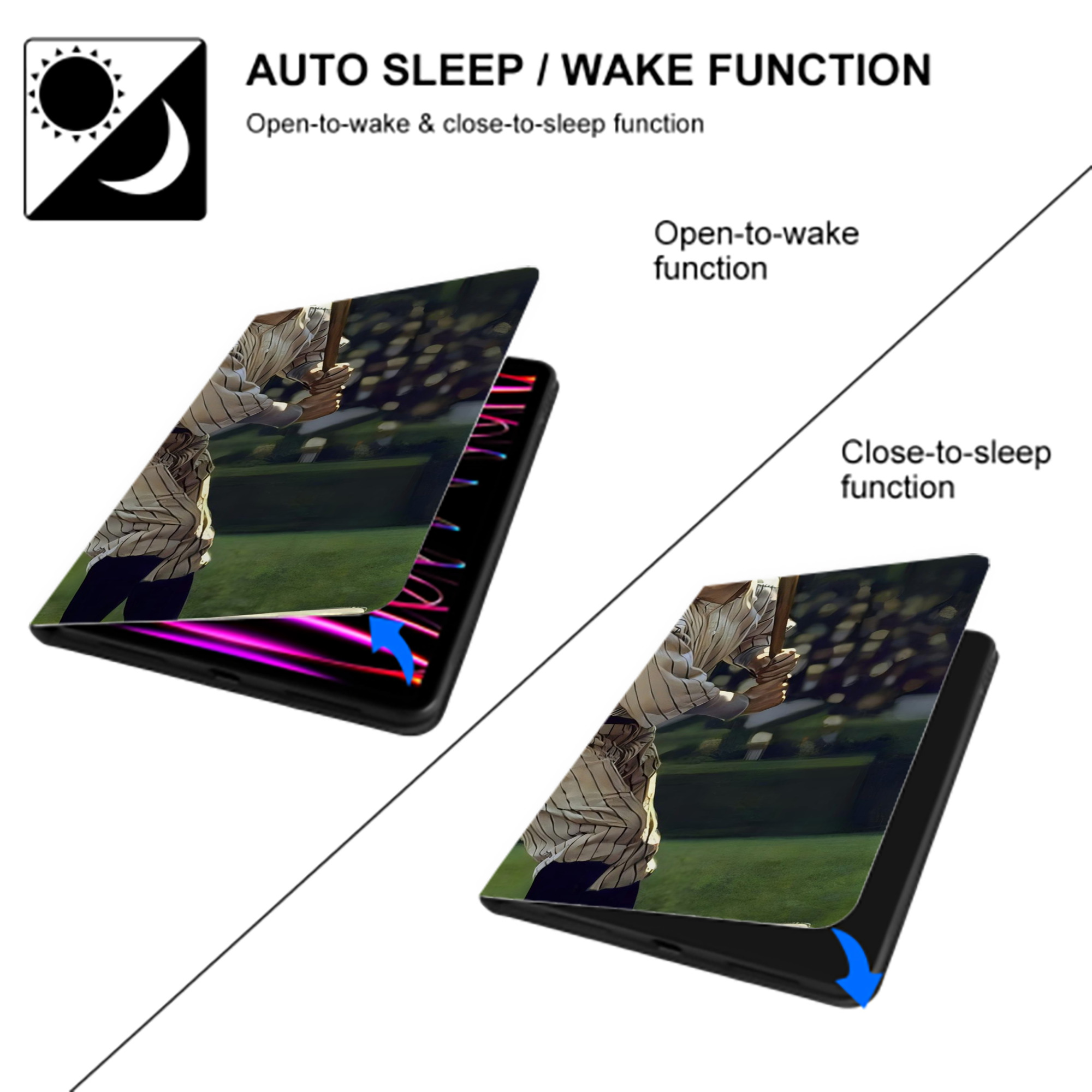 Babe Ruth 19 IPad Book-Style Case With Pencil Slot – Slim PU & TPU Cover – Full Protection, Precise Fit, Water & Scratch Resistant