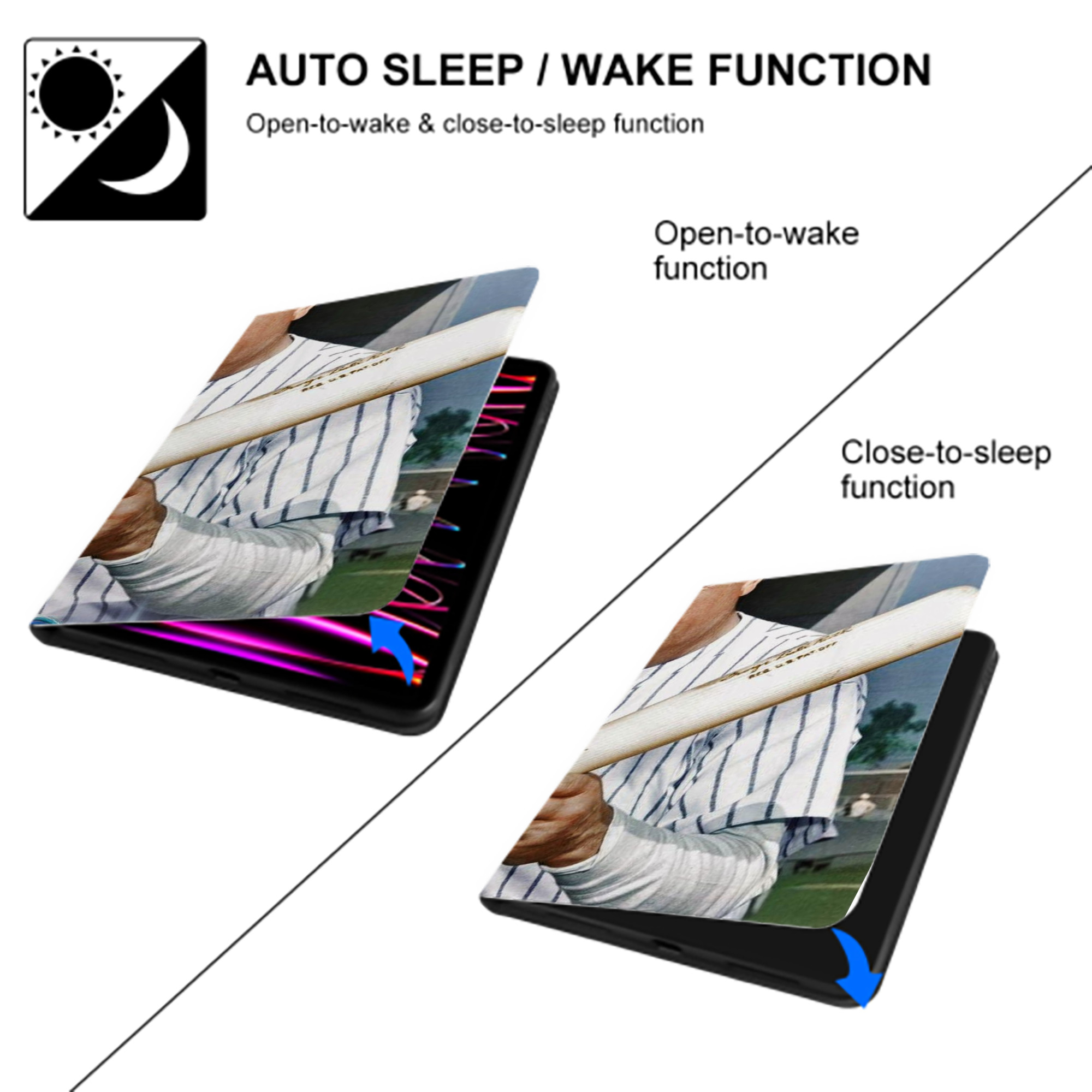 Babe Ruth 20 IPad Book-Style Case With Pencil Slot – Slim PU & TPU Cover – Full Protection, Precise Fit, Water & Scratch Resistant