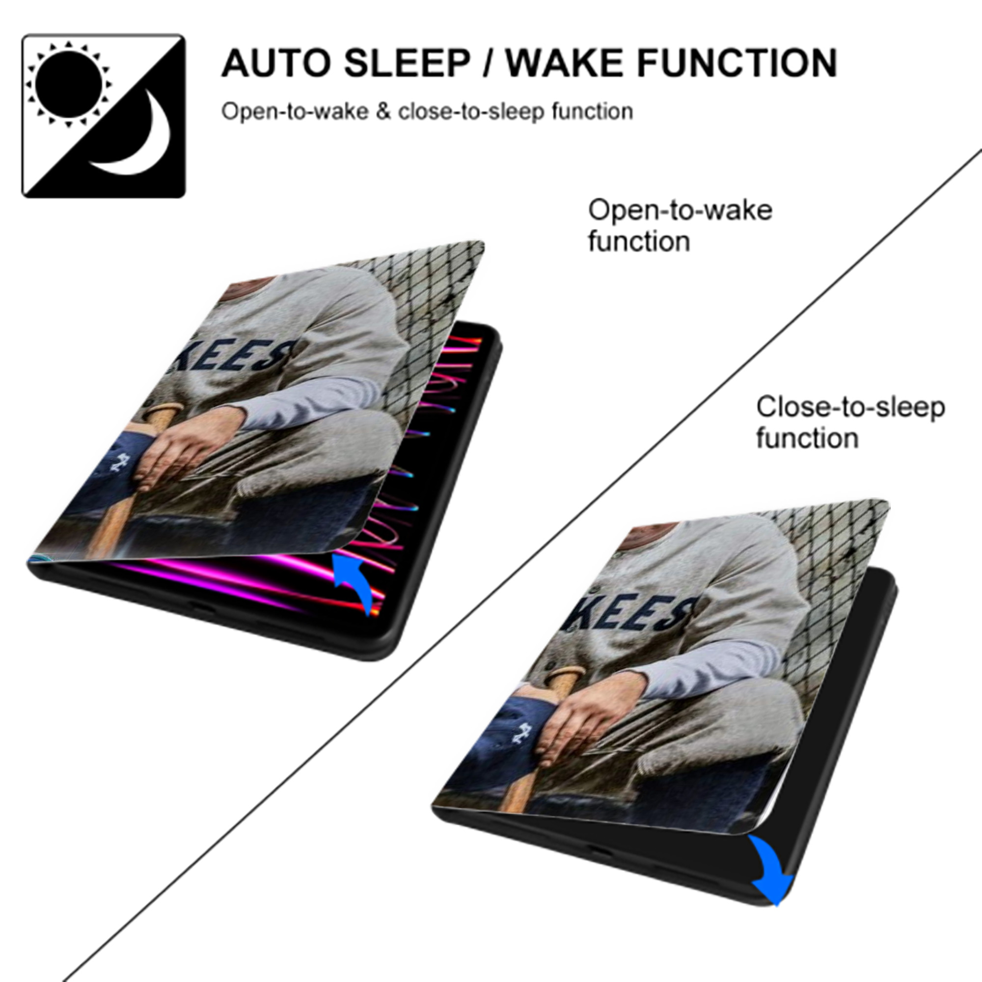 Babe Ruth 24 IPad Book-Style Case With Pencil Slot – Slim PU & TPU Cover – Full Protection, Precise Fit, Water & Scratch Resistant