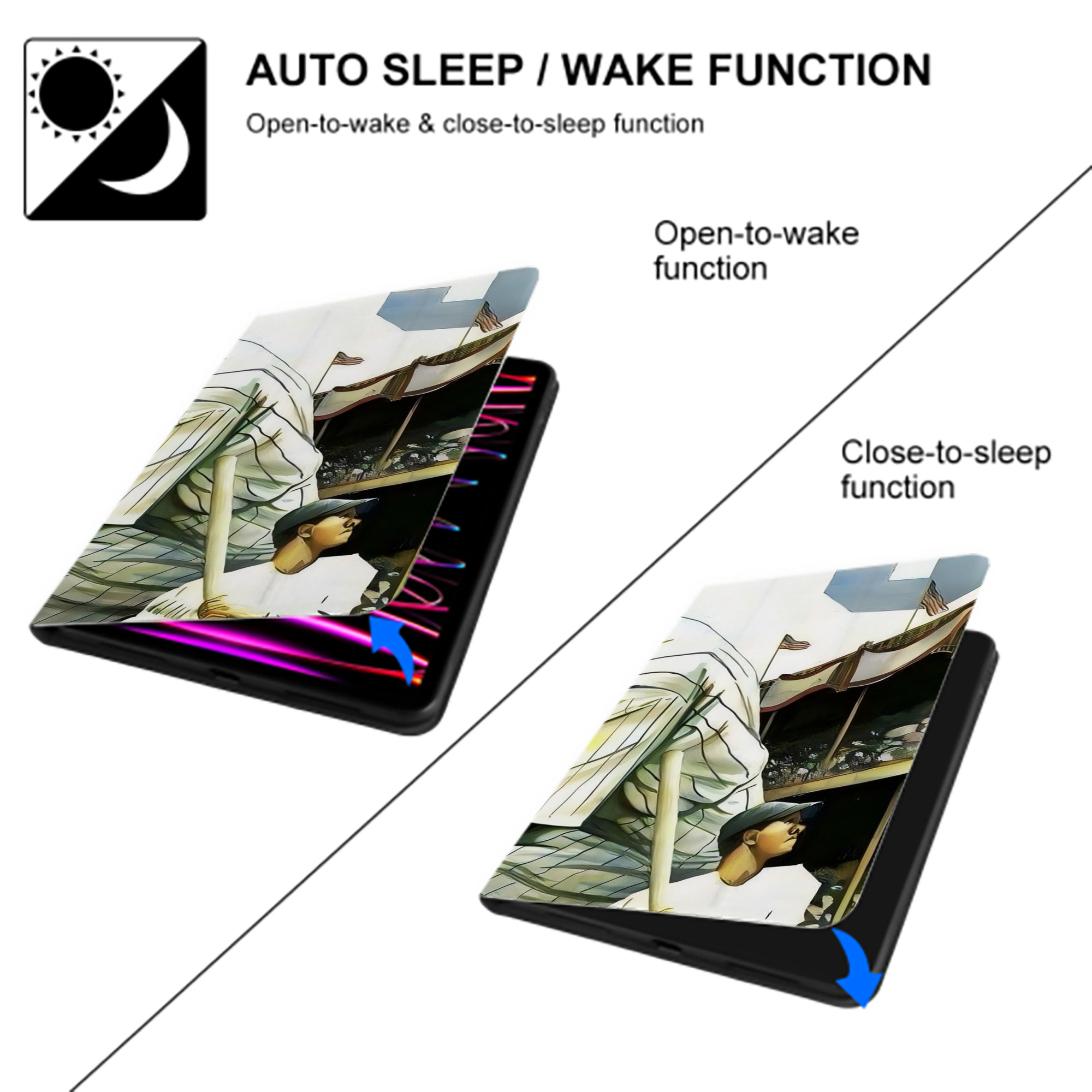 Babe Ruth 33 IPad Book-Style Case With Pencil Slot – Slim PU & TPU Cover – Full Protection, Precise Fit, Water & Scratch Resistant