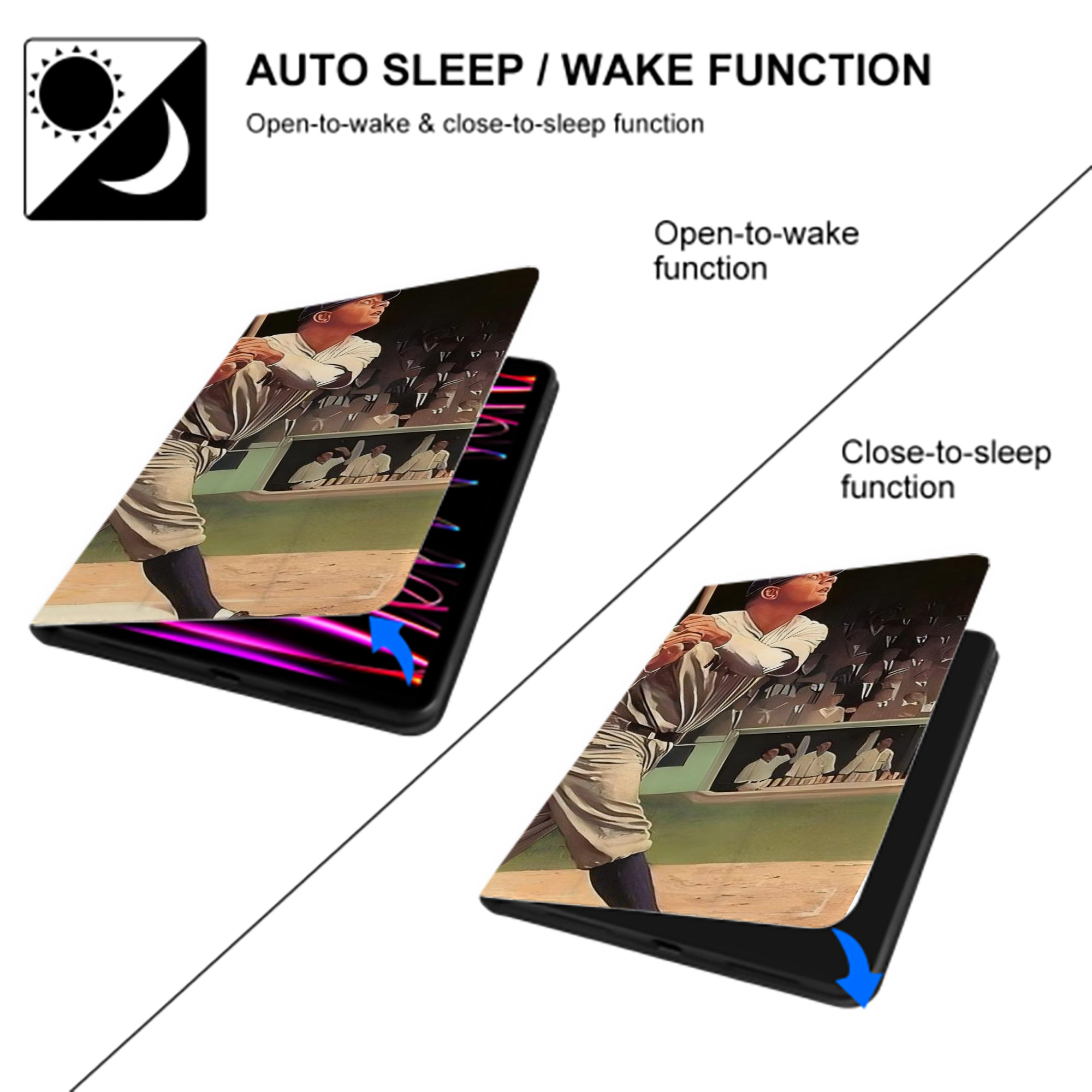 Babe Ruth 35 IPad Book-Style Case With Pencil Slot – Slim PU & TPU Cover – Full Protection, Precise Fit, Water & Scratch Resistant