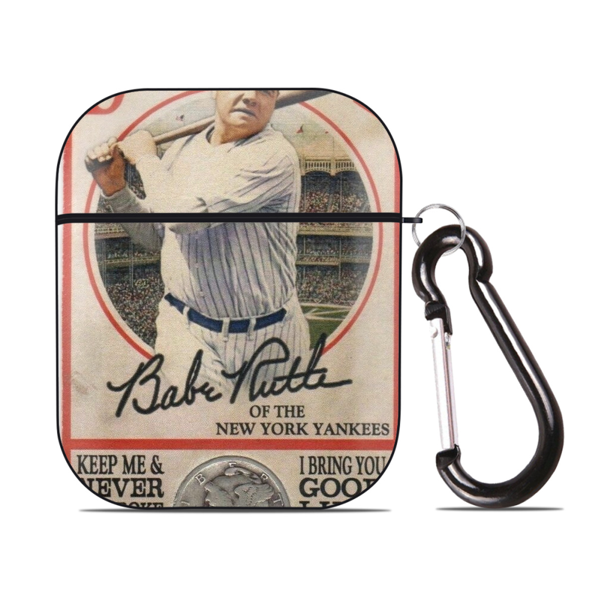 Babe Ruth 15 AirPods 2 Case Hard Shell Black, Flexible PC Material, Precise Cutouts, Full Protection, Anti-Fingerprint, Washable, Includes Keychain – Durable & Slim Design