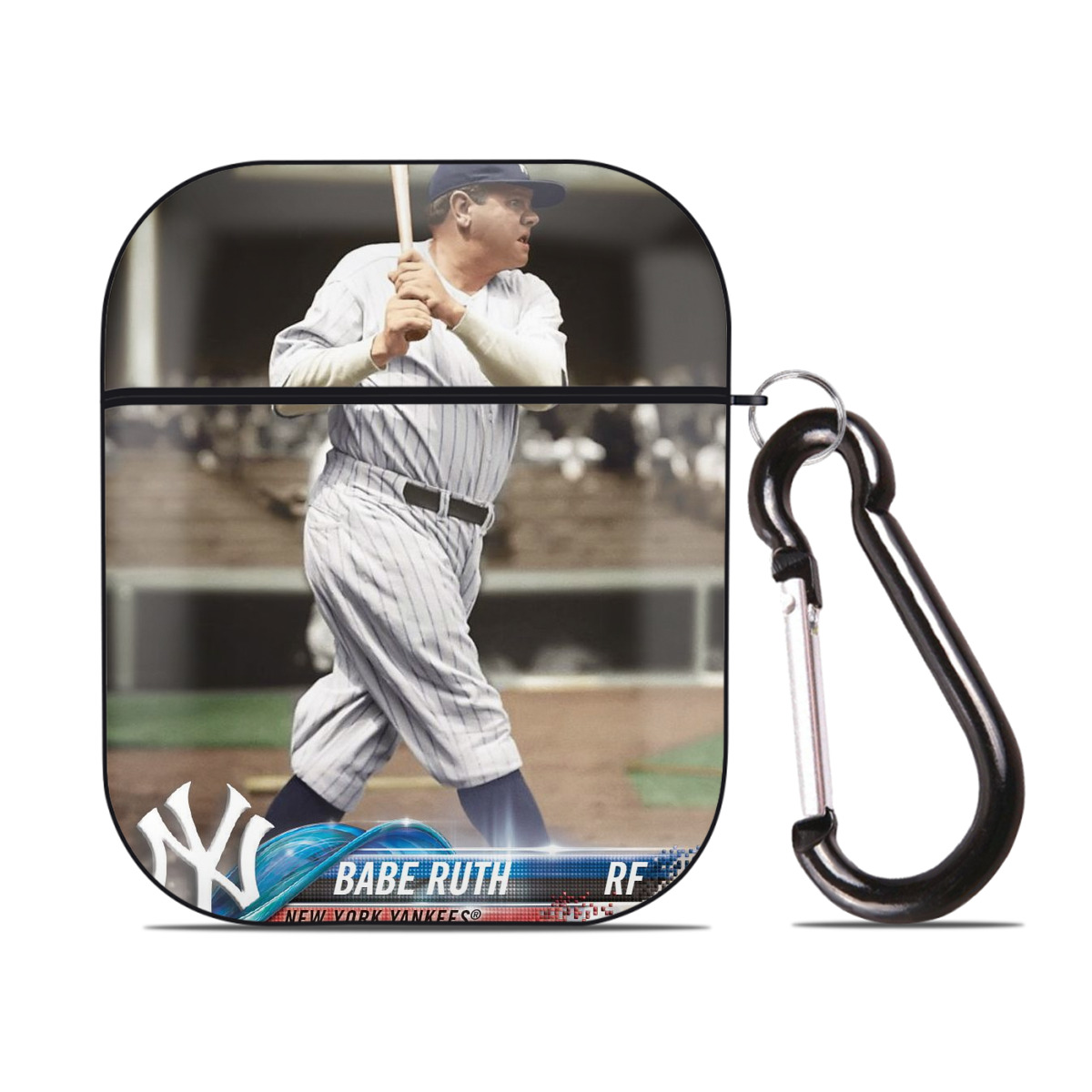 Babe Ruth 16 AirPods 2 Case Hard Shell Black, Flexible PC Material, Precise Cutouts, Full Protection, Anti-Fingerprint, Washable, Includes Keychain – Durable & Slim Design