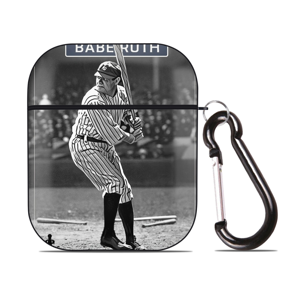 Babe Ruth 17 AirPods 2 Case Hard Shell Black, Flexible PC Material, Precise Cutouts, Full Protection, Anti-Fingerprint, Washable, Includes Keychain – Durable & Slim Design