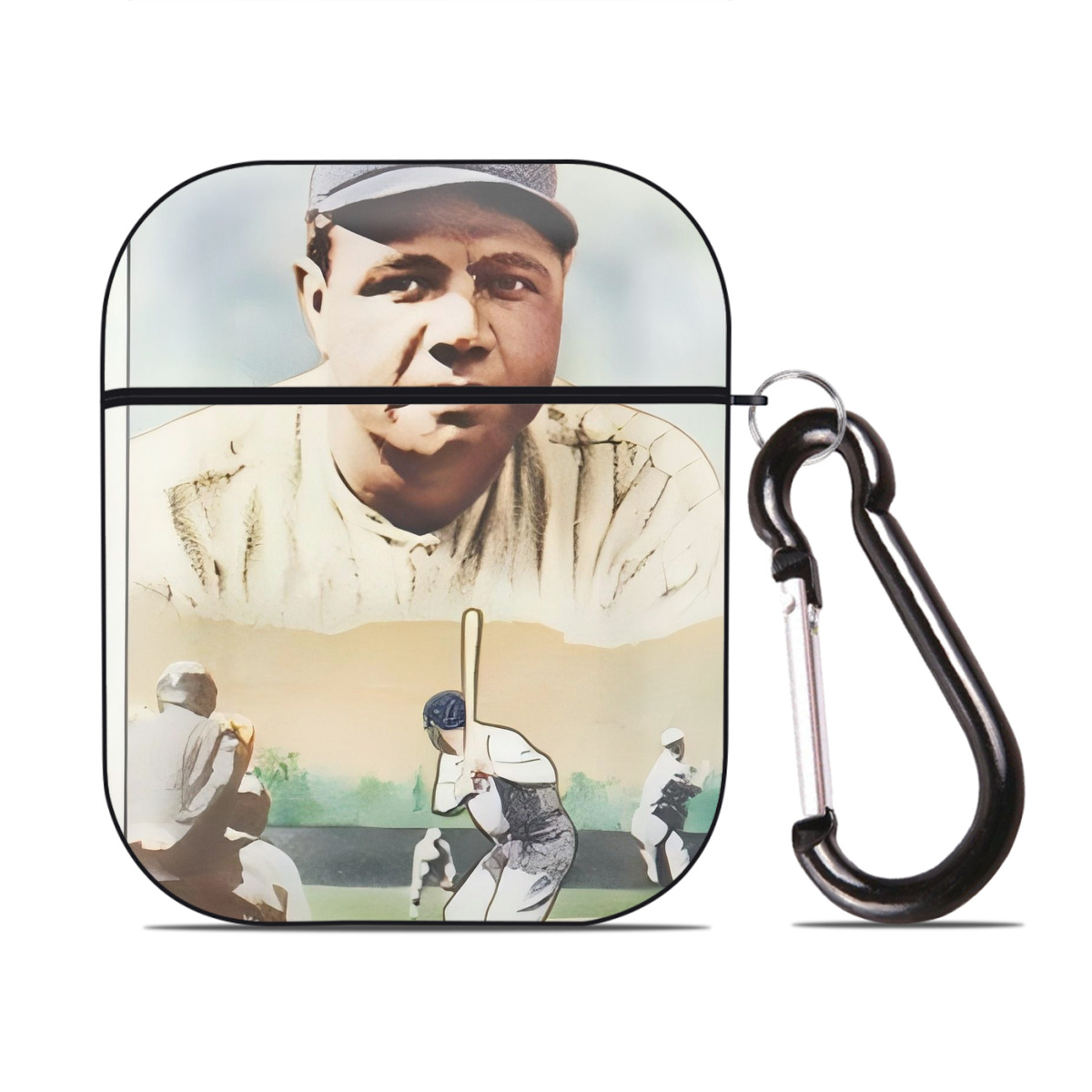 Babe Ruth 18 AirPods 2 Case Hard Shell Black, Flexible PC Material, Precise Cutouts, Full Protection, Anti-Fingerprint, Washable, Includes Keychain – Durable & Slim Design