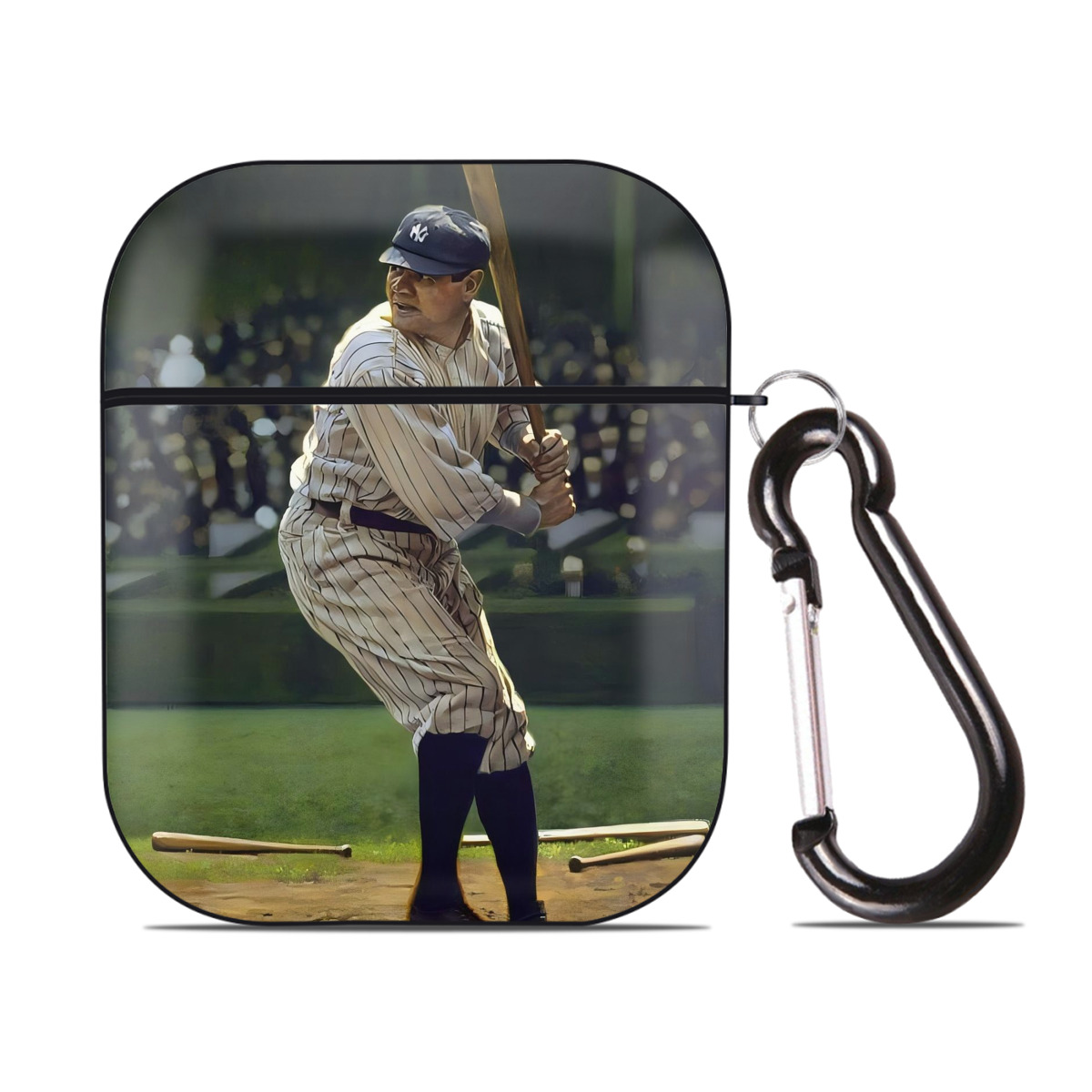 Babe Ruth 19 AirPods 2 Case Hard Shell Black, Flexible PC Material, Precise Cutouts, Full Protection, Anti-Fingerprint, Washable, Includes Keychain – Durable & Slim Design