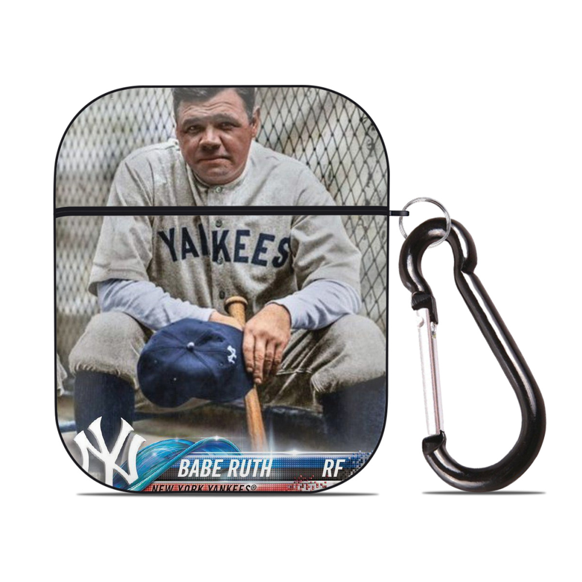 Babe Ruth 24 AirPods 2 Case Hard Shell Black, Flexible PC Material, Precise Cutouts, Full Protection, Anti-Fingerprint, Washable, Includes Keychain – Durable & Slim Design