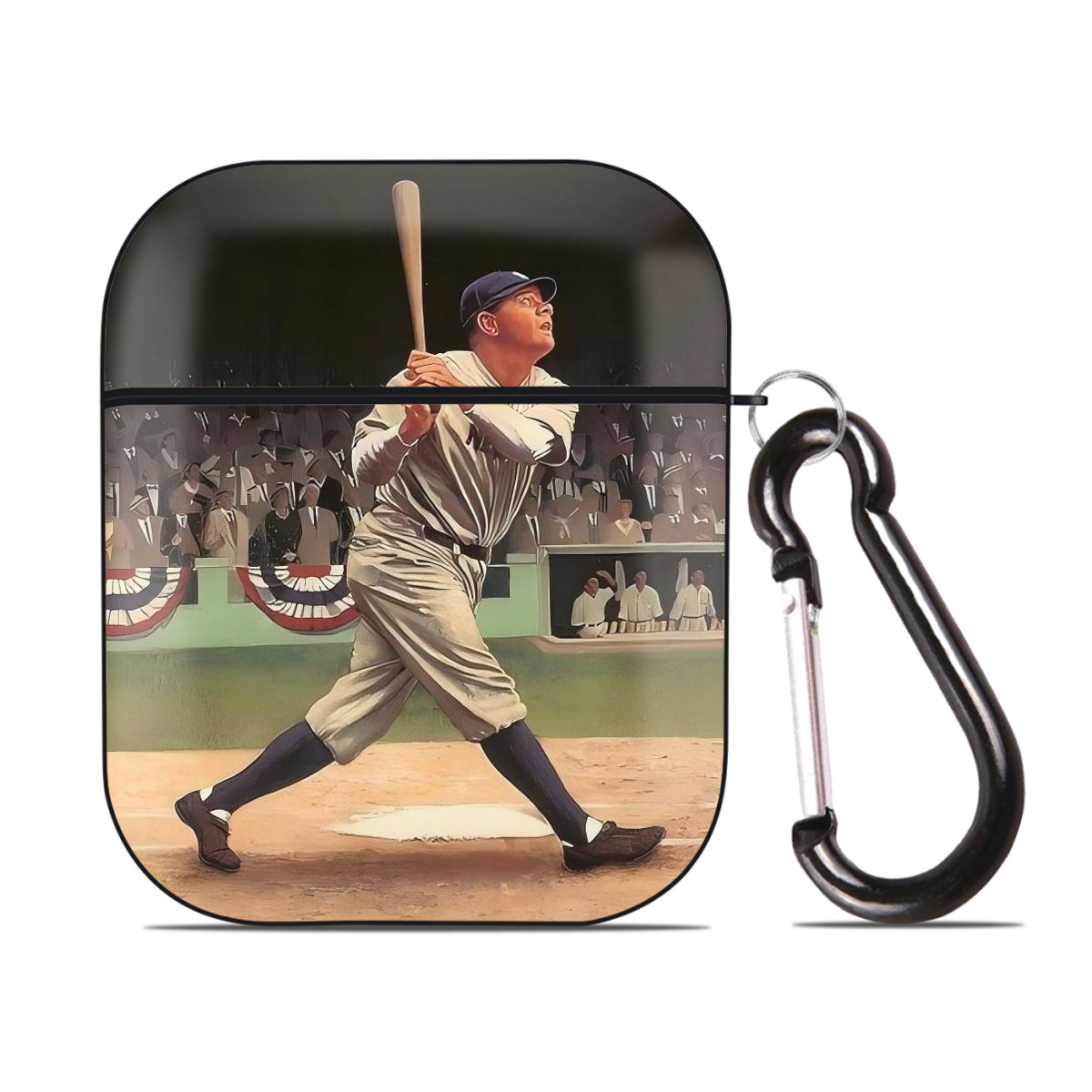 Babe Ruth 35 AirPods 2 Case Hard Shell Black, Flexible PC Material, Precise Cutouts, Full Protection, Anti-Fingerprint, Washable, Includes Keychain – Durable & Slim Design