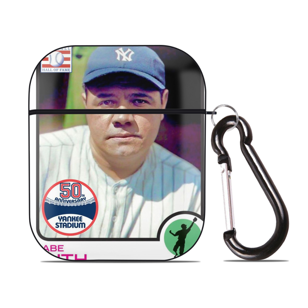 Babe Ruth 40 AirPods 2 Case Hard Shell Black, Flexible PC Material, Precise Cutouts, Full Protection, Anti-Fingerprint, Washable, Includes Keychain – Durable & Slim Design
