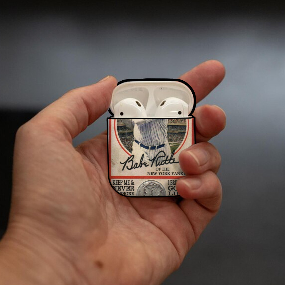 Babe Ruth 15 AirPods 2 Case Hard Shell Black, Flexible PC Material, Precise Cutouts, Full Protection, Anti-Fingerprint, Washable, Includes Keychain – Durable & Slim Design