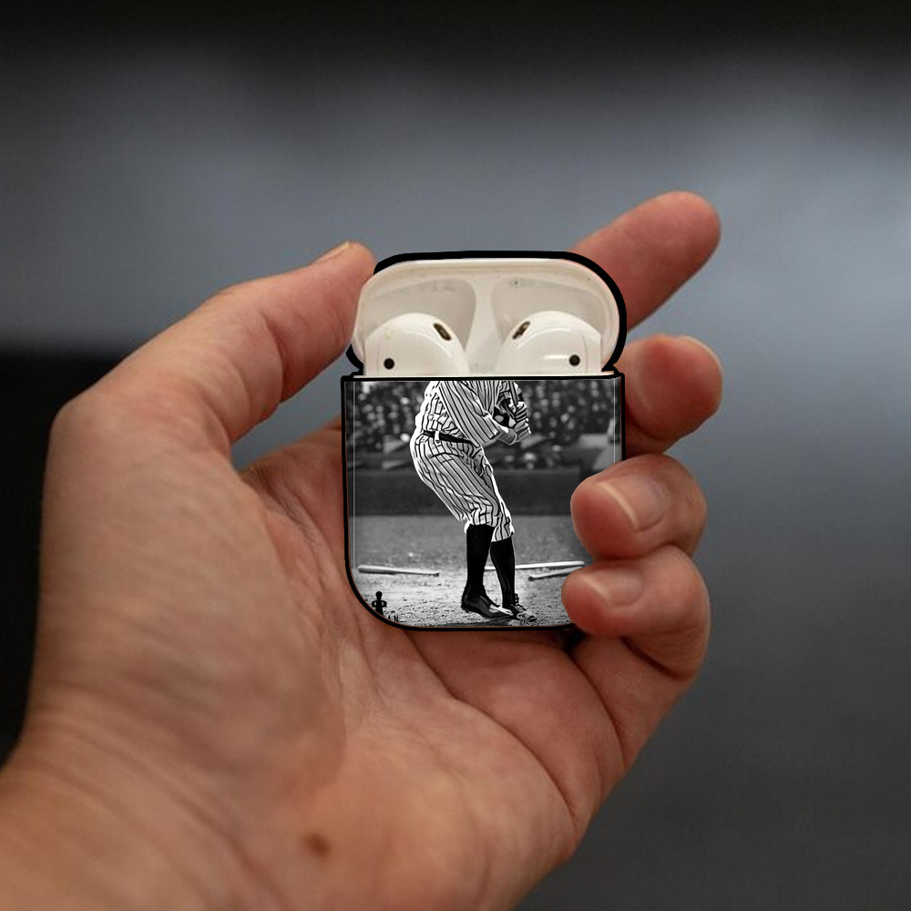 Babe Ruth 17 AirPods 2 Case Hard Shell Black, Flexible PC Material, Precise Cutouts, Full Protection, Anti-Fingerprint, Washable, Includes Keychain – Durable & Slim Design