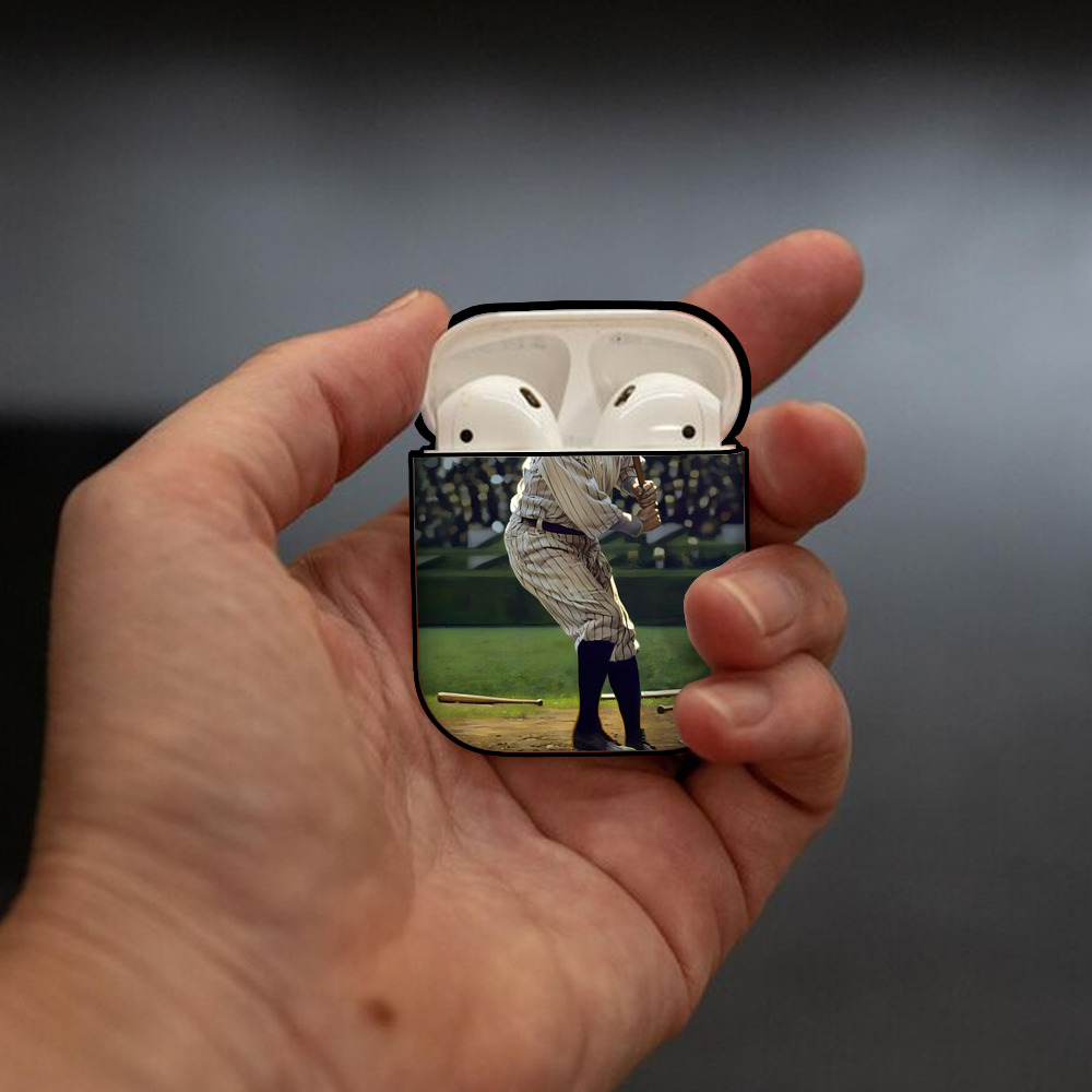 Babe Ruth 19 AirPods 2 Case Hard Shell Black, Flexible PC Material, Precise Cutouts, Full Protection, Anti-Fingerprint, Washable, Includes Keychain – Durable & Slim Design