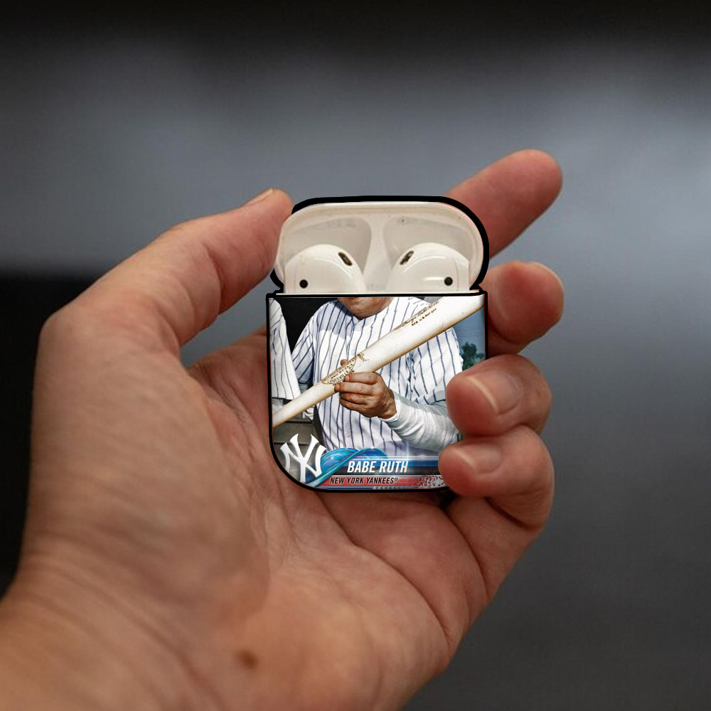 Babe Ruth 20 AirPods 2 Case Hard Shell Black, Flexible PC Material, Precise Cutouts, Full Protection, Anti-Fingerprint, Washable, Includes Keychain – Durable & Slim Design