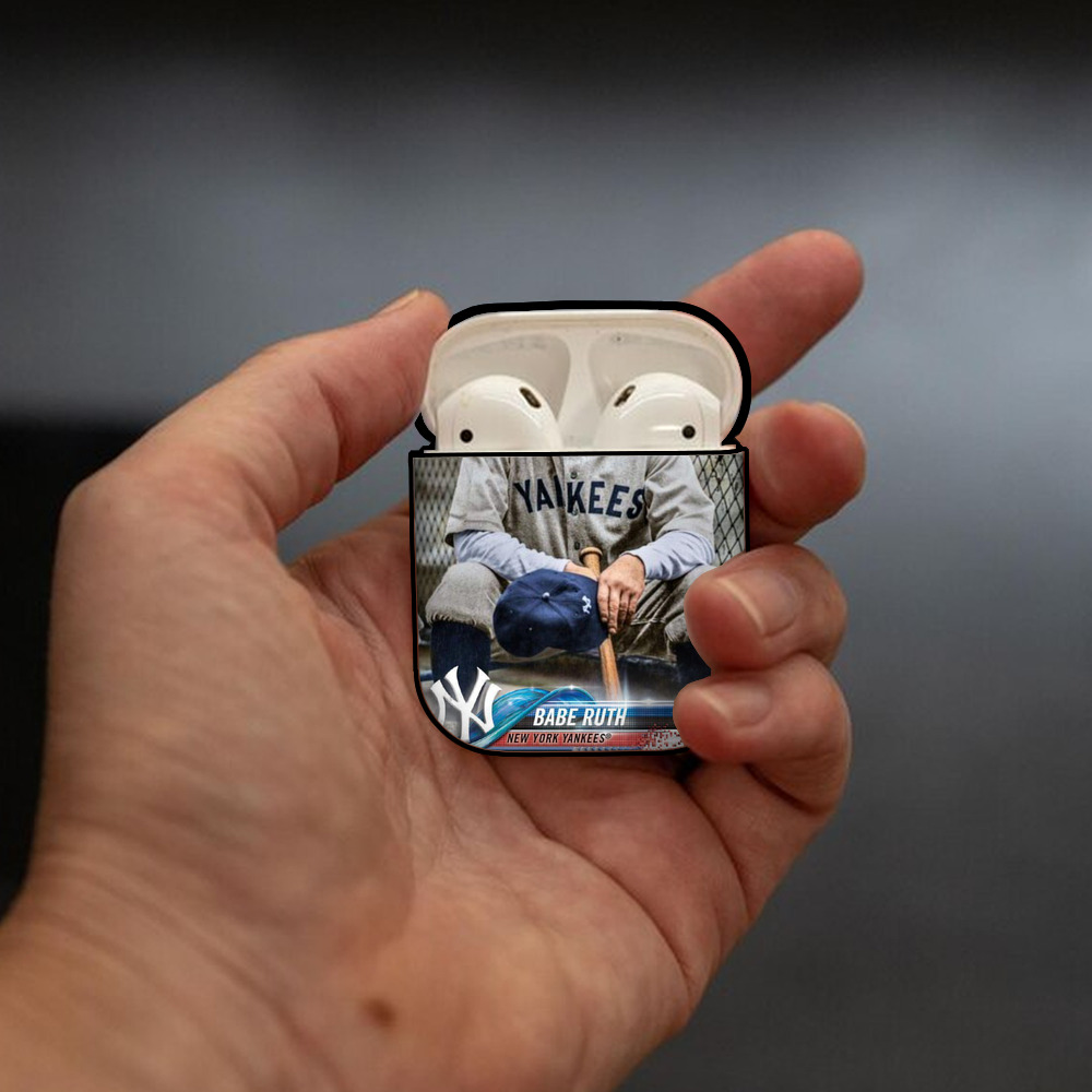 Babe Ruth 24 AirPods 2 Case Hard Shell Black, Flexible PC Material, Precise Cutouts, Full Protection, Anti-Fingerprint, Washable, Includes Keychain – Durable & Slim Design