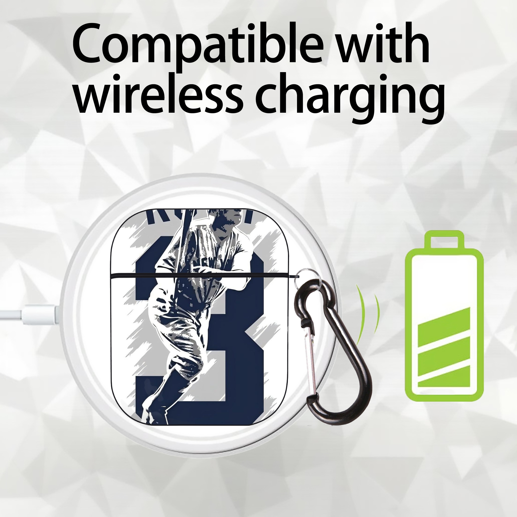 Babe Ruth 27 AirPods 2 Case Hard Shell Black, Flexible PC Material, Precise Cutouts, Full Protection, Anti-Fingerprint, Washable, Includes Keychain – Durable & Slim Design