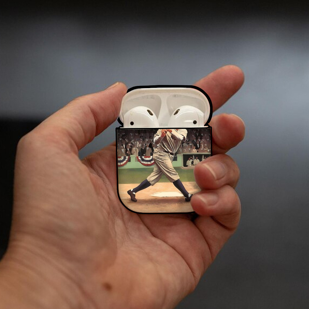 Babe Ruth 35 AirPods 2 Case Hard Shell Black, Flexible PC Material, Precise Cutouts, Full Protection, Anti-Fingerprint, Washable, Includes Keychain – Durable & Slim Design