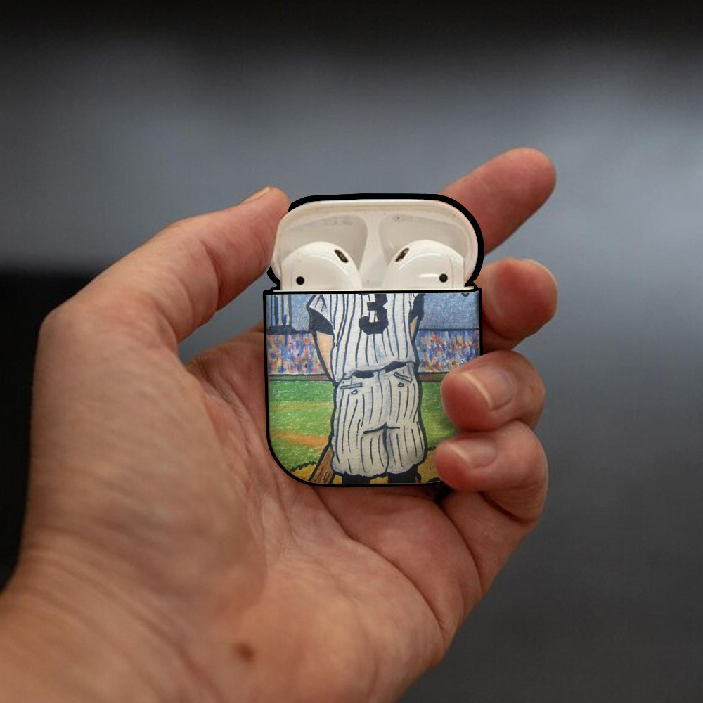 Babe Ruth 37 AirPods 2 Case Hard Shell Black, Flexible PC Material, Precise Cutouts, Full Protection, Anti-Fingerprint, Washable, Includes Keychain – Durable & Slim Design