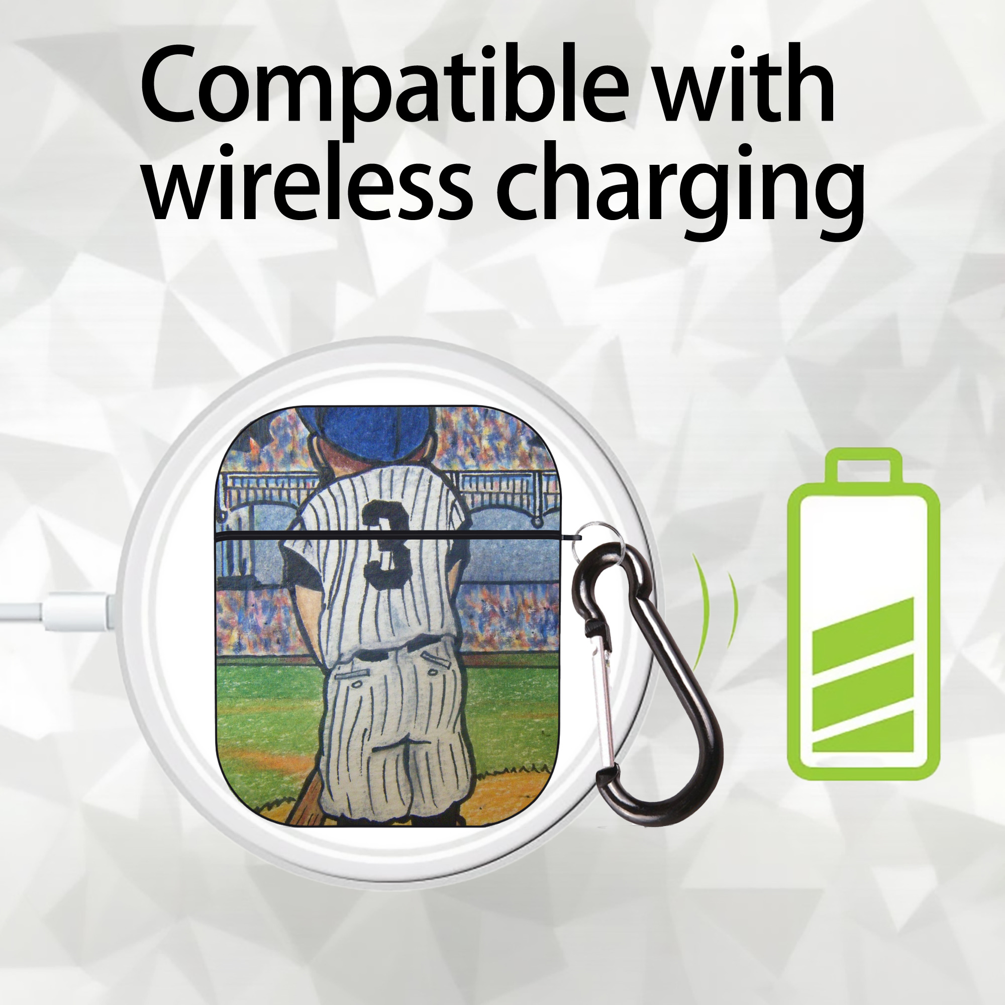 Babe Ruth 37 AirPods 2 Case Hard Shell Black, Flexible PC Material, Precise Cutouts, Full Protection, Anti-Fingerprint, Washable, Includes Keychain – Durable & Slim Design