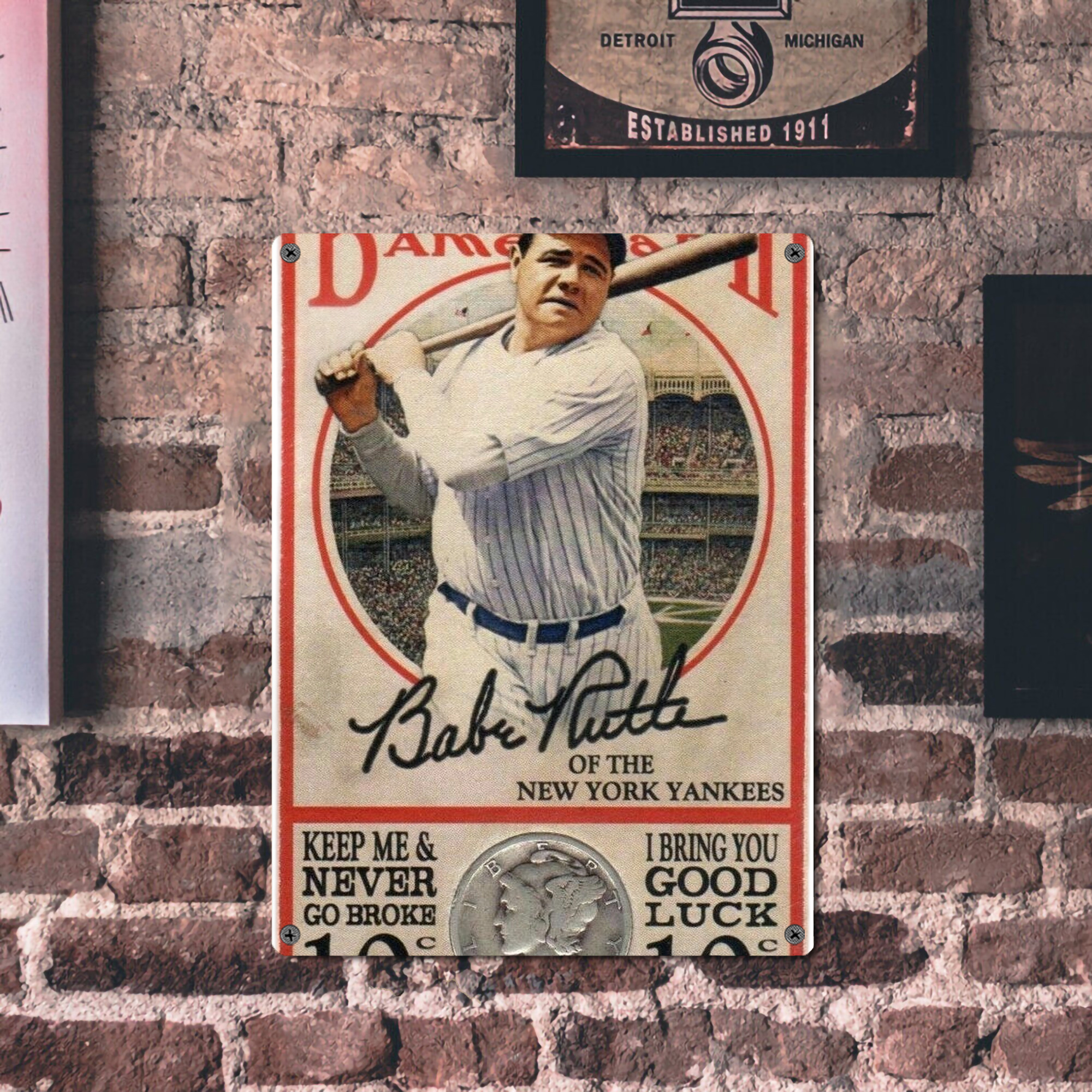 Babe Ruth 15 Vintage Metal Tin Sign 12x16inch – Retro Wall Art Decor For Home, Bar, Kitchen, Bedroom, Office – Durable Iron Sheet Poster, Easy To Hang, Full-Color Printing