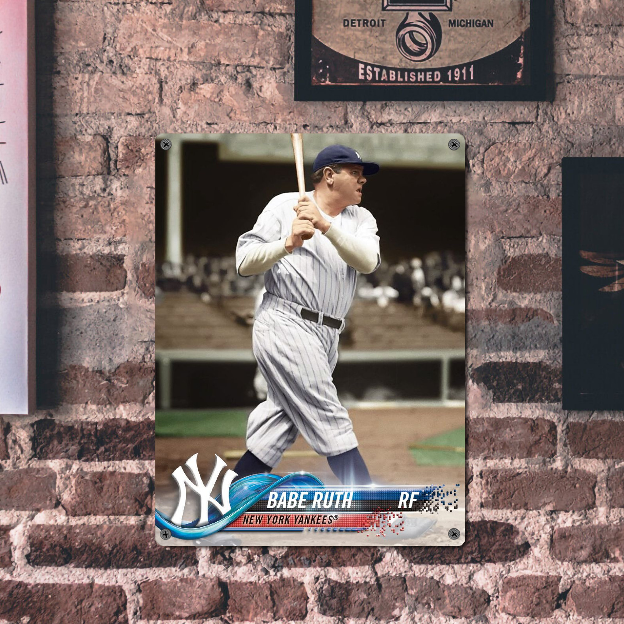 Babe Ruth 16 Vintage Metal Tin Sign 12x16inch – Retro Wall Art Decor For Home, Bar, Kitchen, Bedroom, Office – Durable Iron Sheet Poster, Easy To Hang, Full-Color Printing