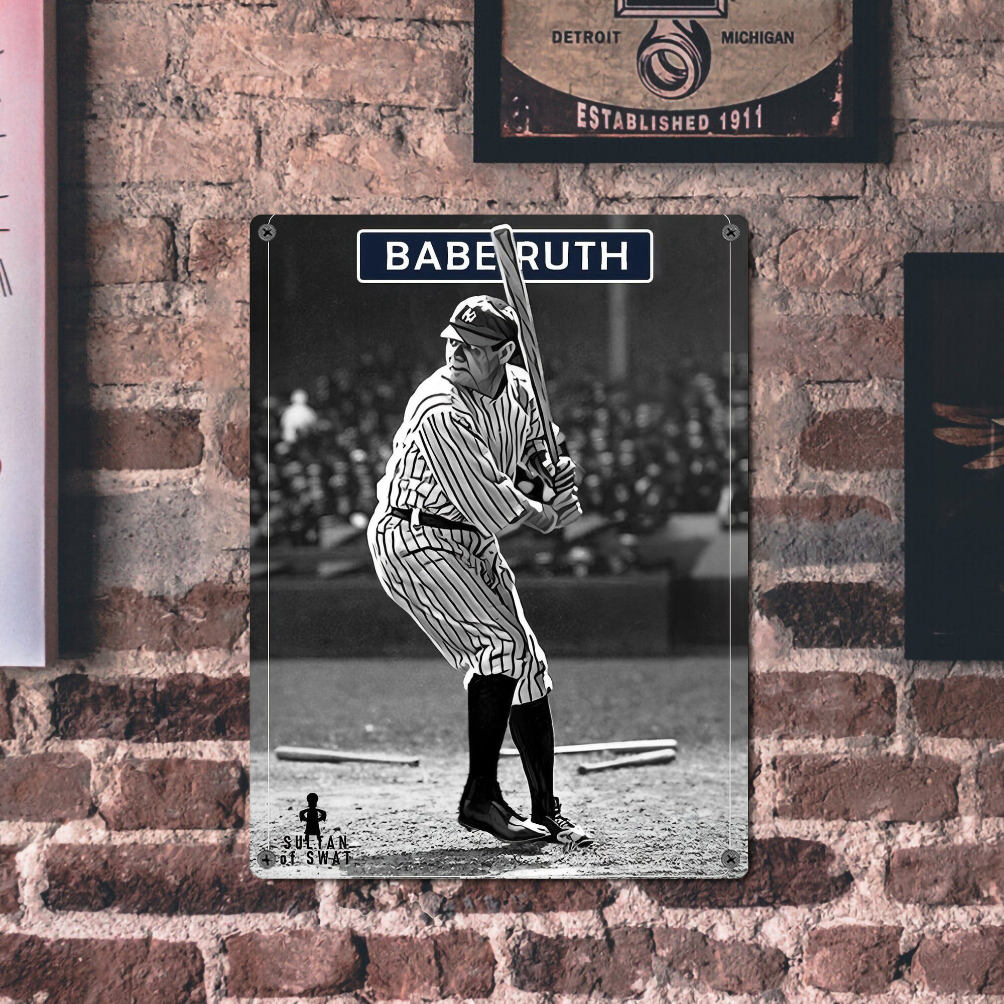 Babe Ruth 17 Vintage Metal Tin Sign 12x16inch – Retro Wall Art Decor For Home, Bar, Kitchen, Bedroom, Office – Durable Iron Sheet Poster, Easy To Hang, Full-Color Printing