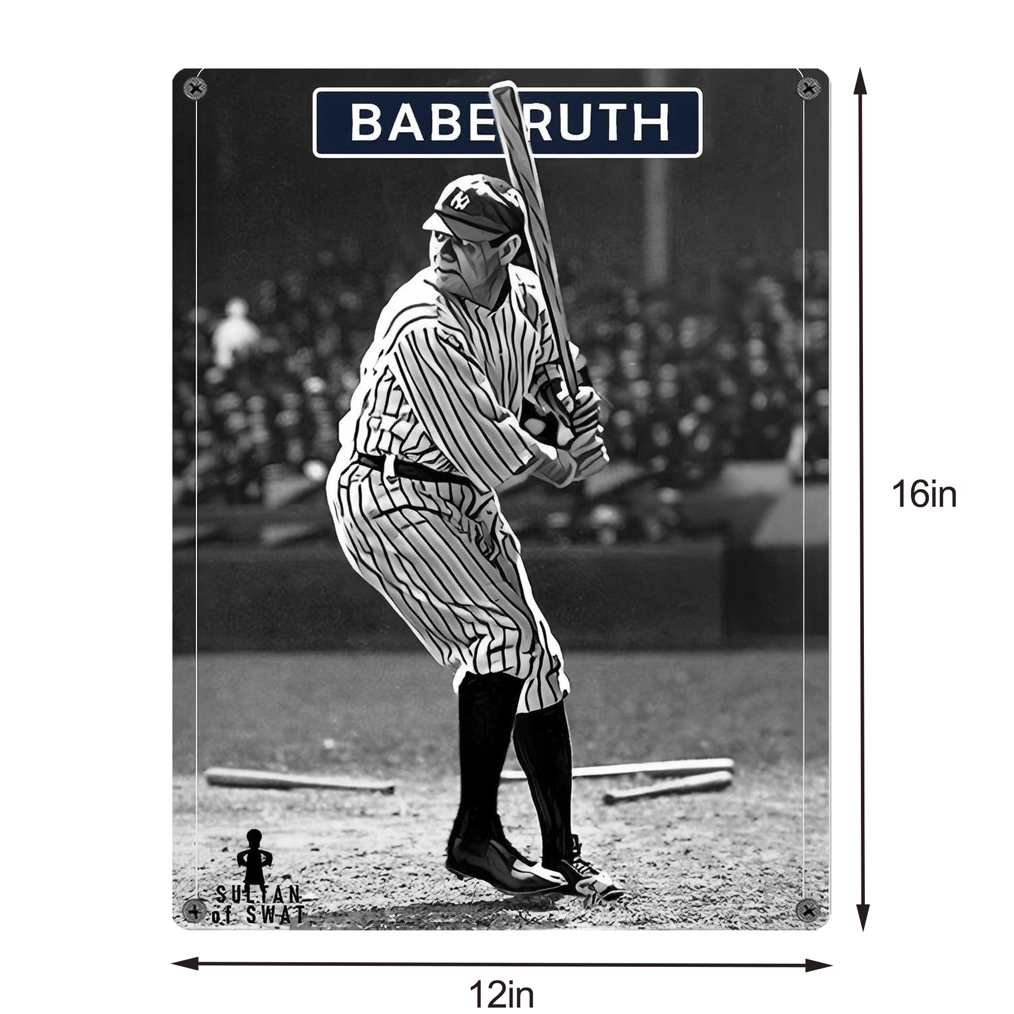 Babe Ruth 17 Vintage Metal Tin Sign 12x16inch – Retro Wall Art Decor For Home, Bar, Kitchen, Bedroom, Office – Durable Iron Sheet Poster, Easy To Hang, Full-Color Printing